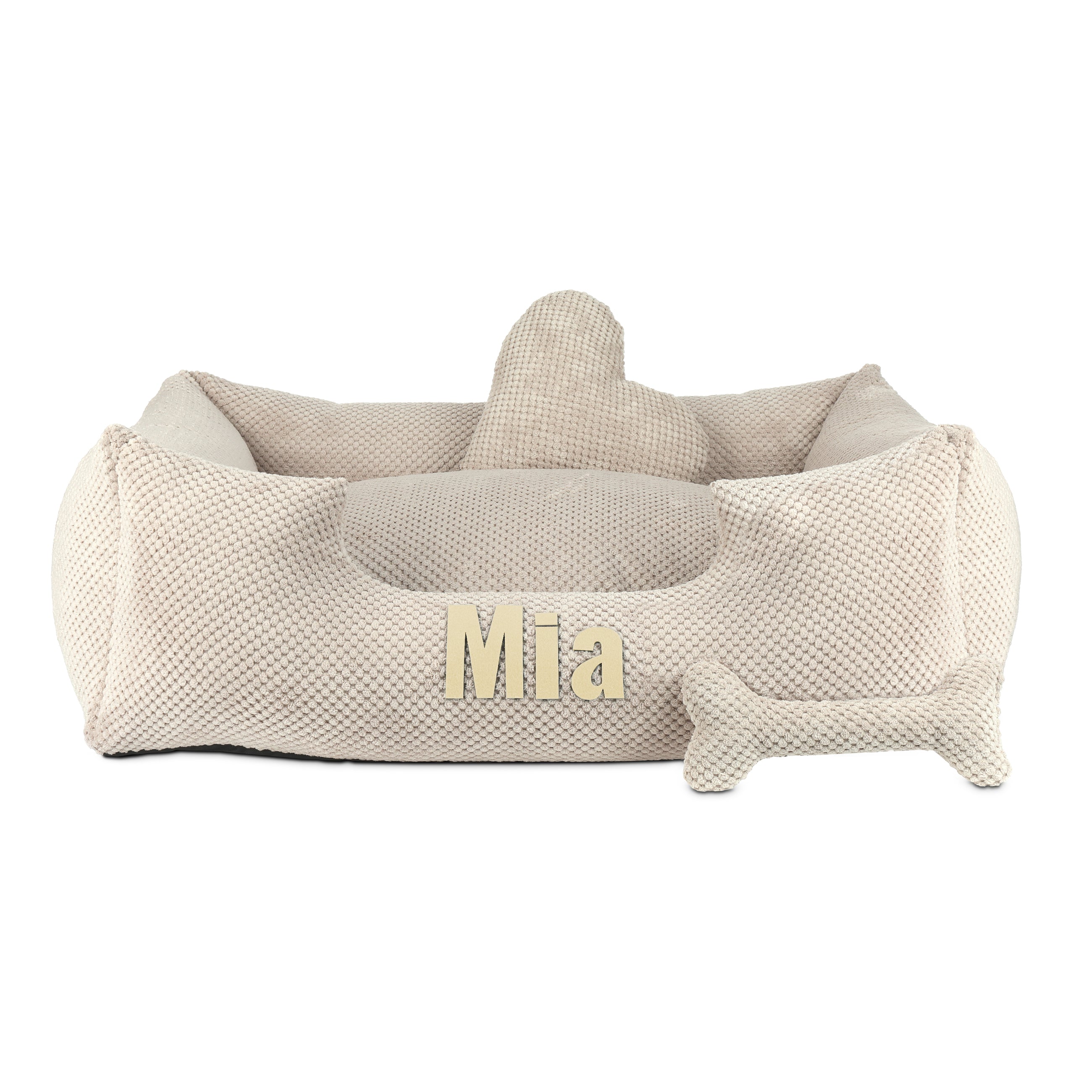 Platinum beige- beiges Hundebett mit Namen