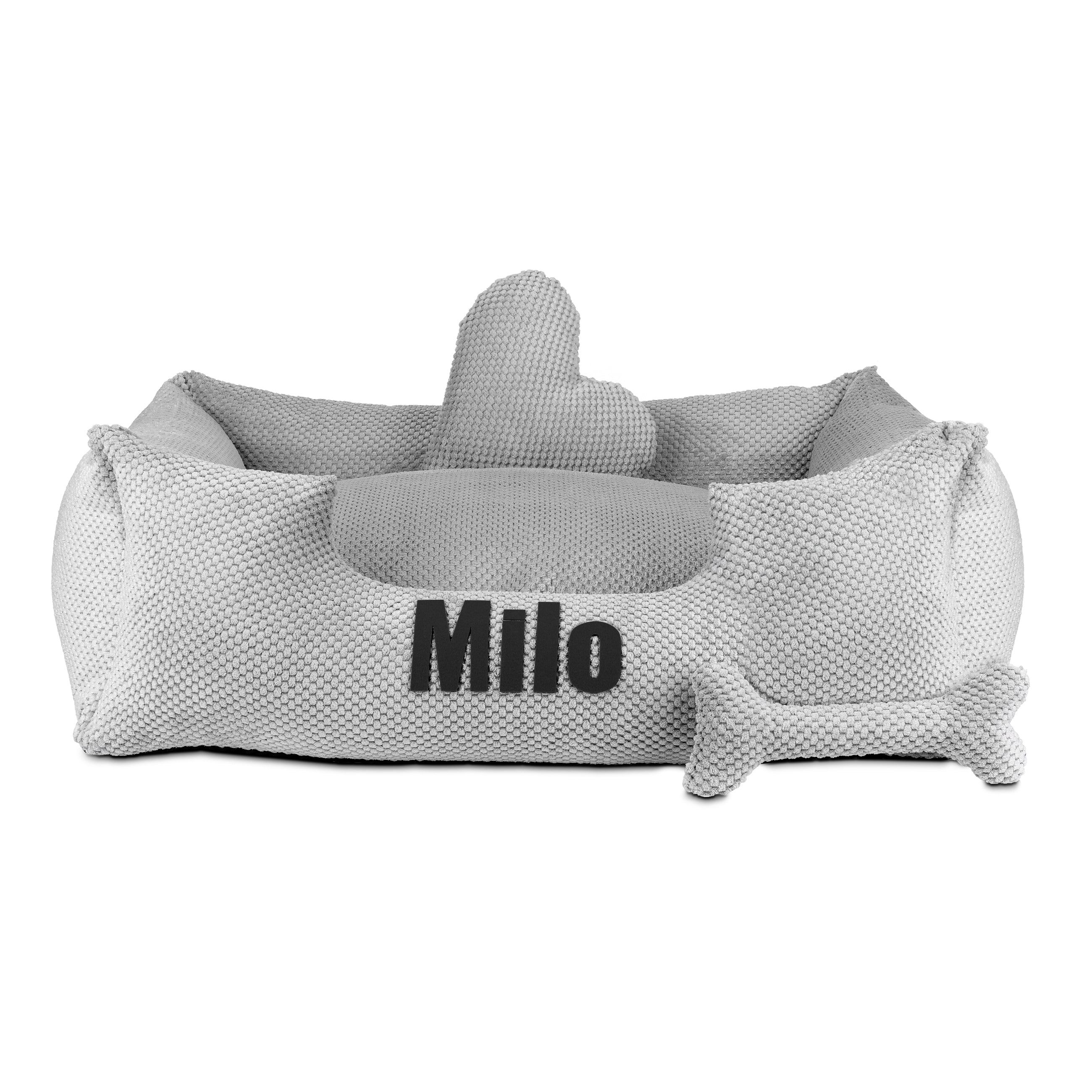 Platinum Light Grey – Hellgraues Hundebett mit Namen
