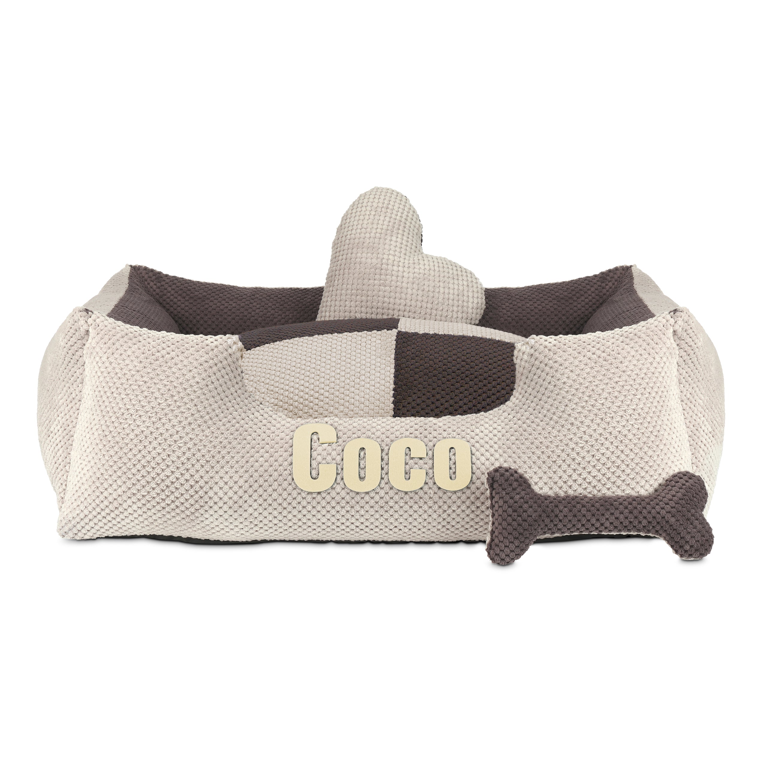 Platinum beige & brown - Hundebett mit Namen