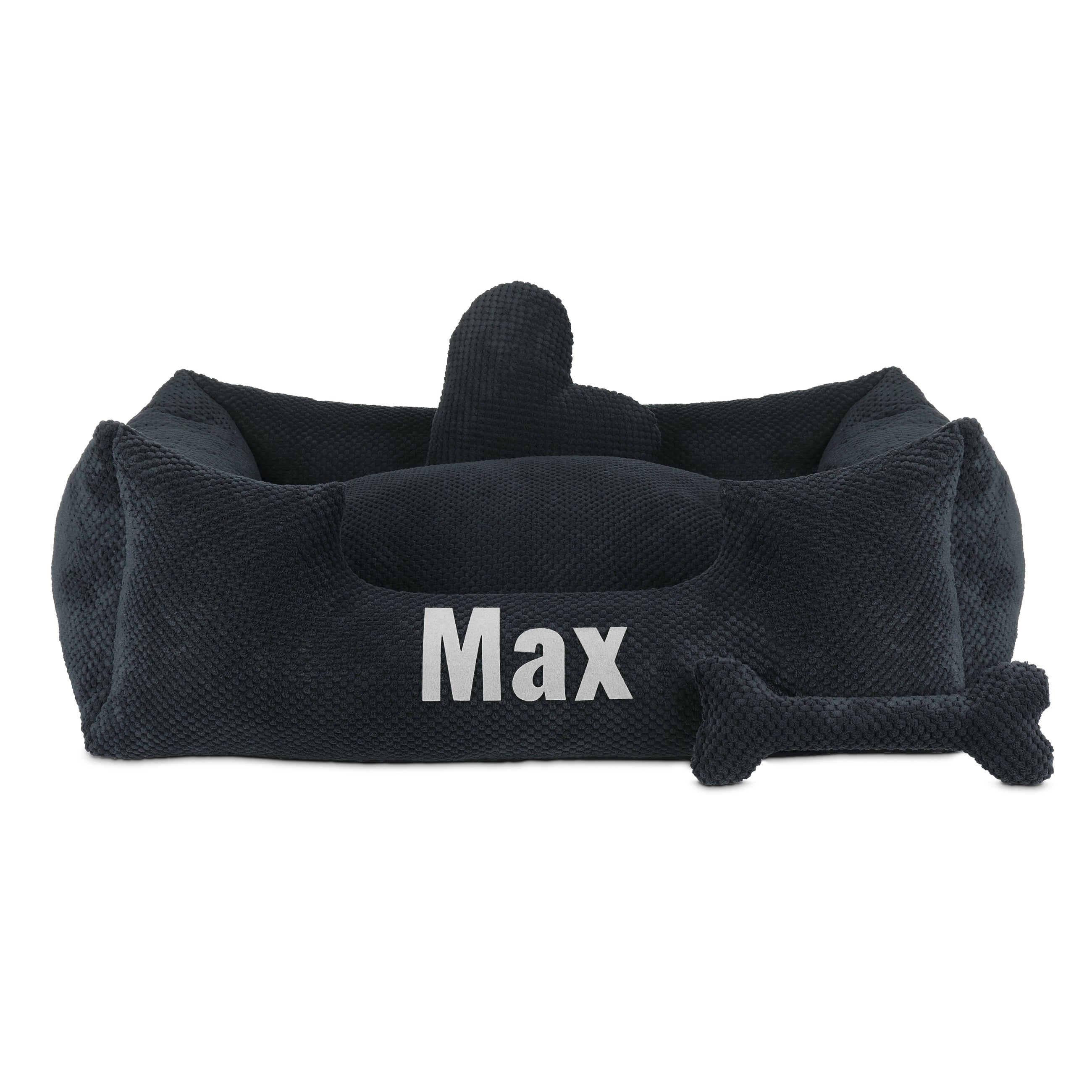 Platinum Black - schwarzes Hundebett mit Namen