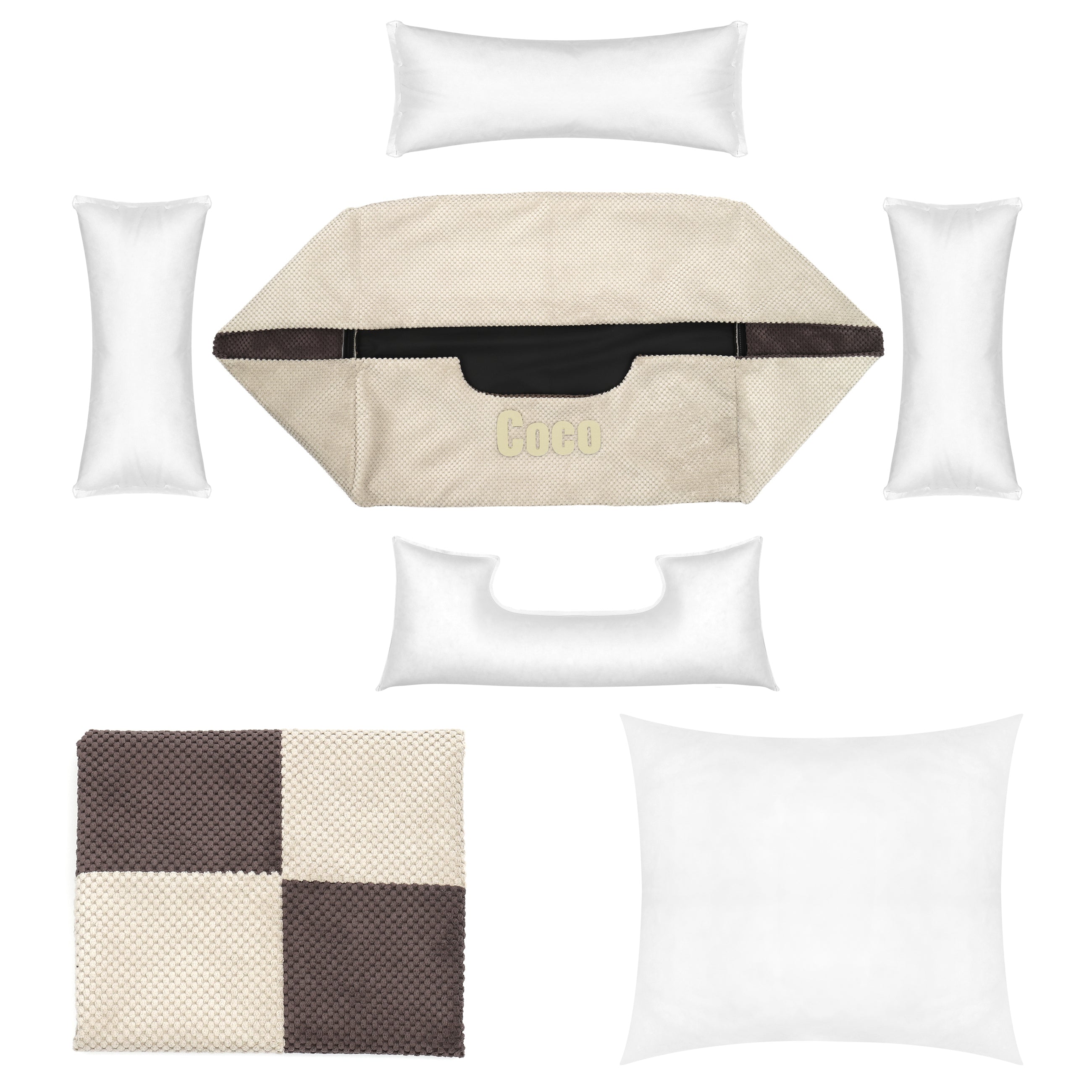 Platinum beige & brown - Hundebett mit Namen