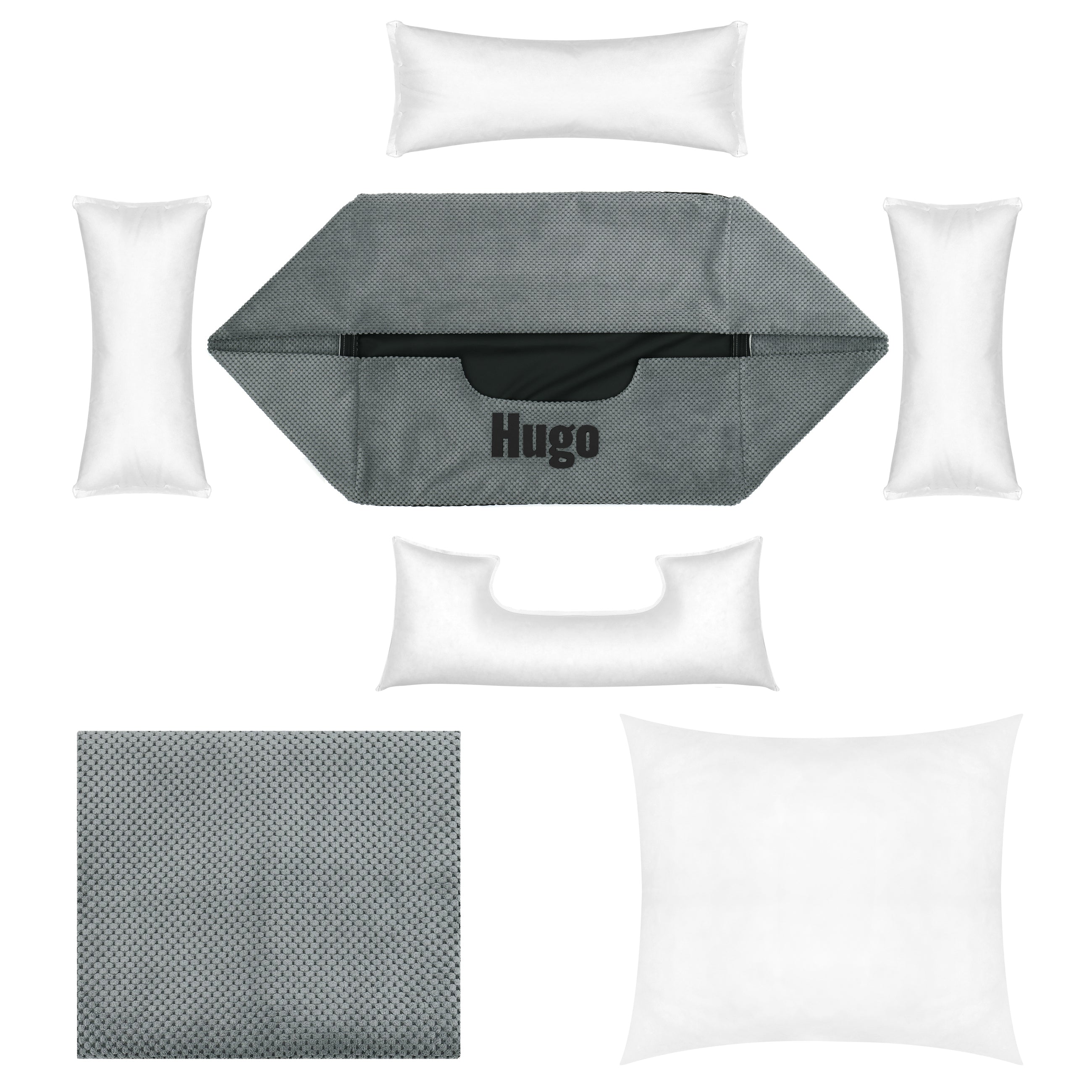 Platinum Grey– graues Hundebett mit Namen