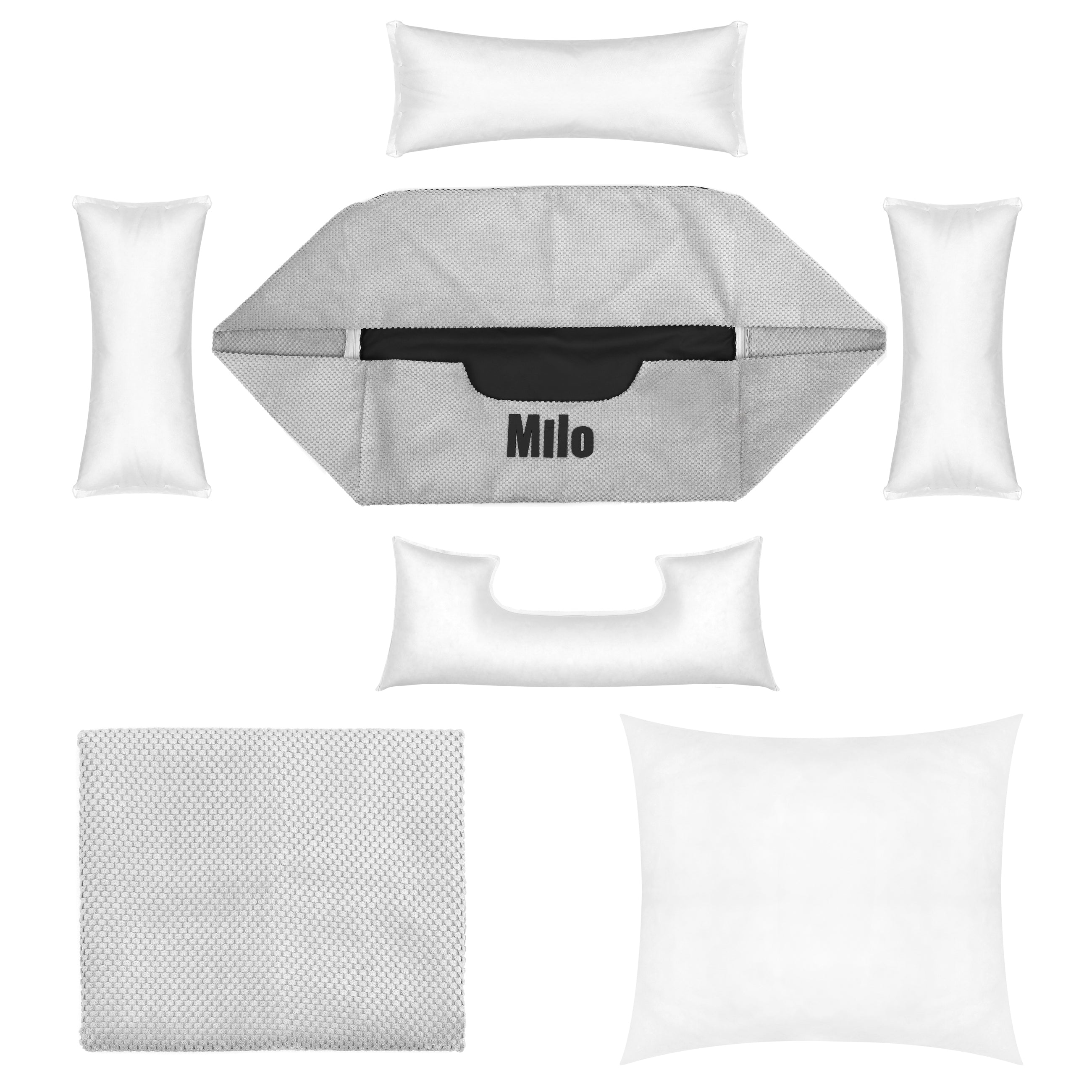 Platinum Light Grey – Hellgraues Hundebett mit Namen