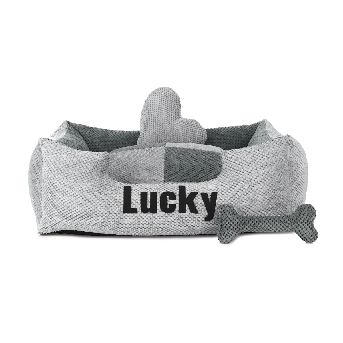 Platinum light grey & grey - Hundebett mit Namen