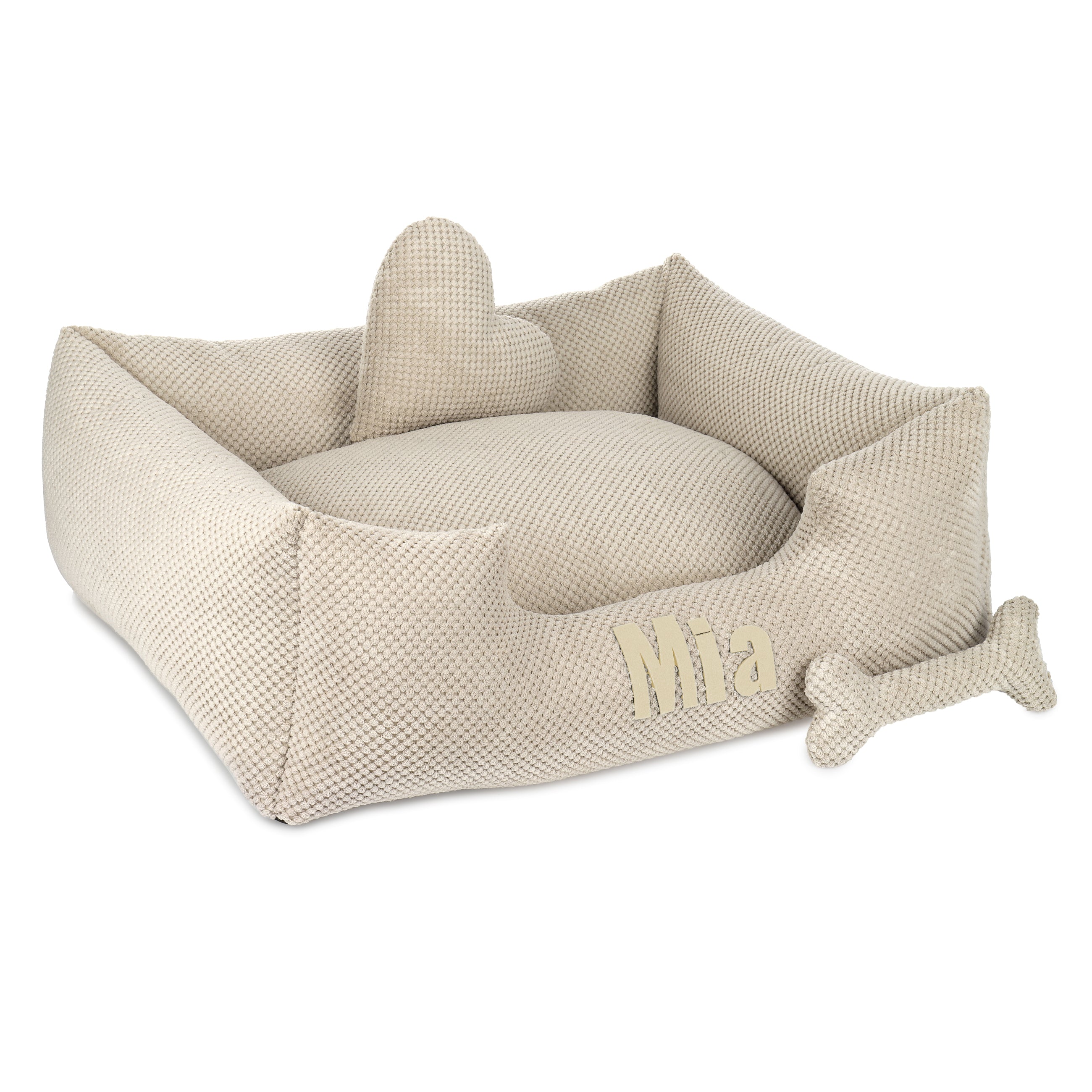 Platinum beige- beiges Hundebett mit Namen