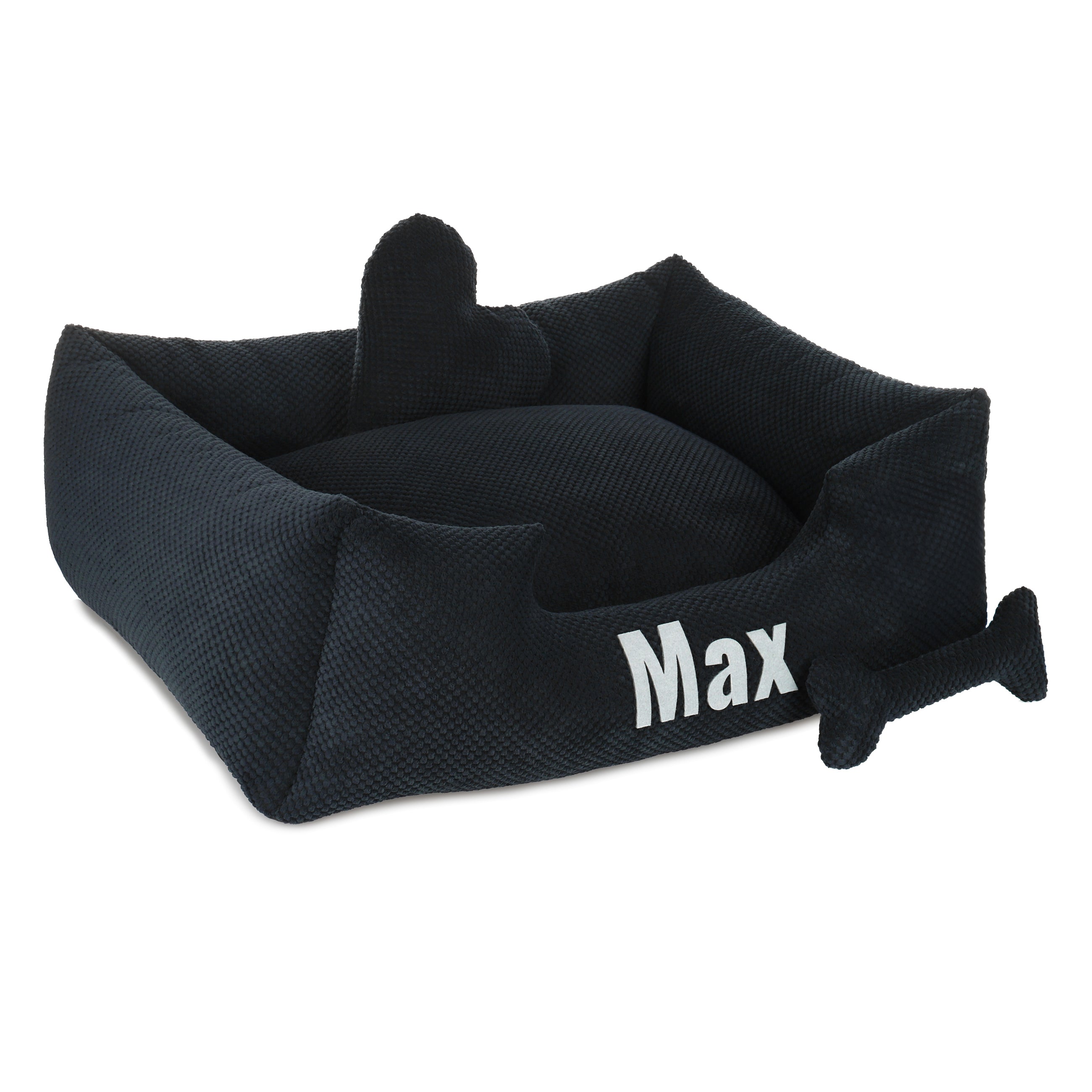 Platinum Black - schwarzes Hundebett mit Namen