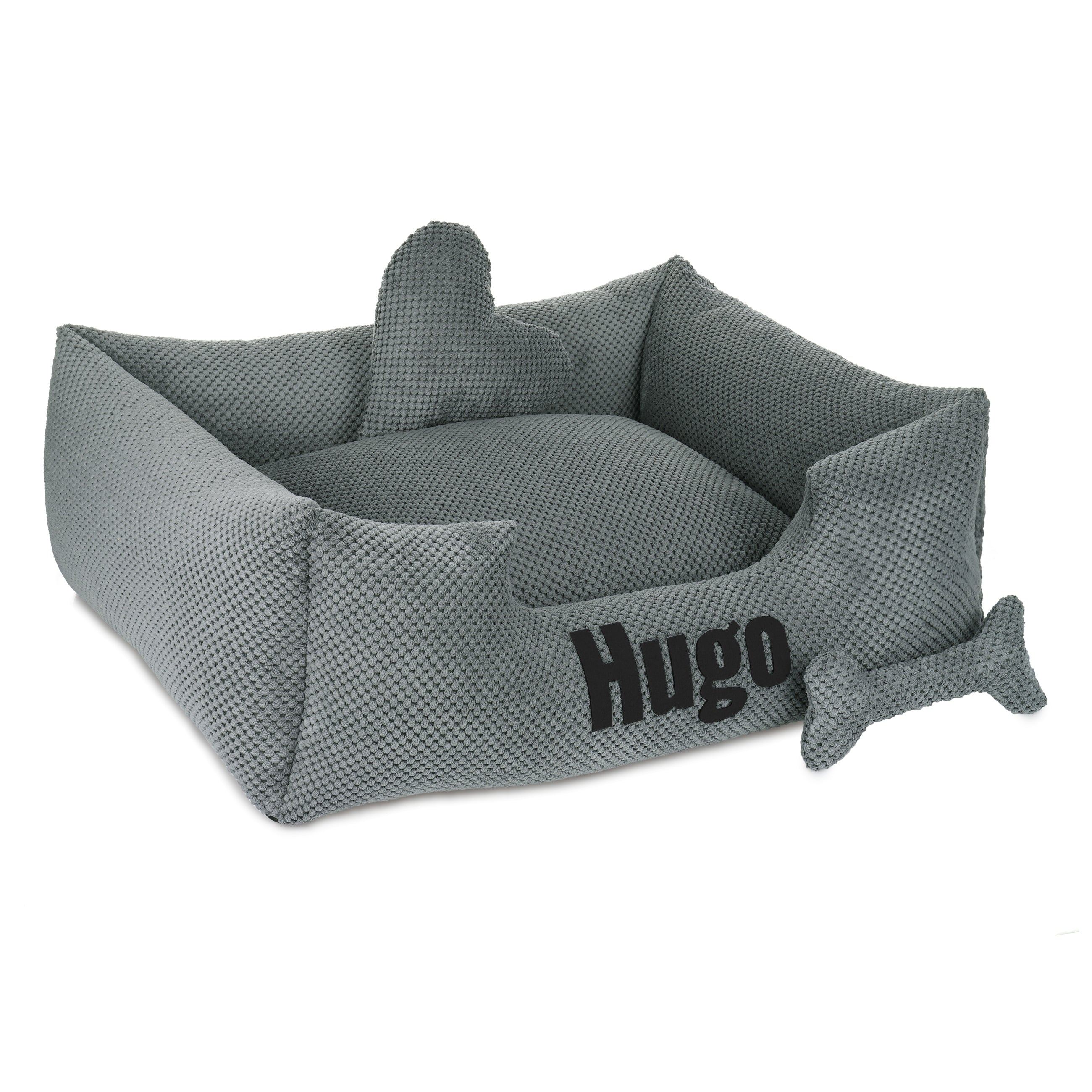 Platinum Grey– graues Hundebett mit Namen