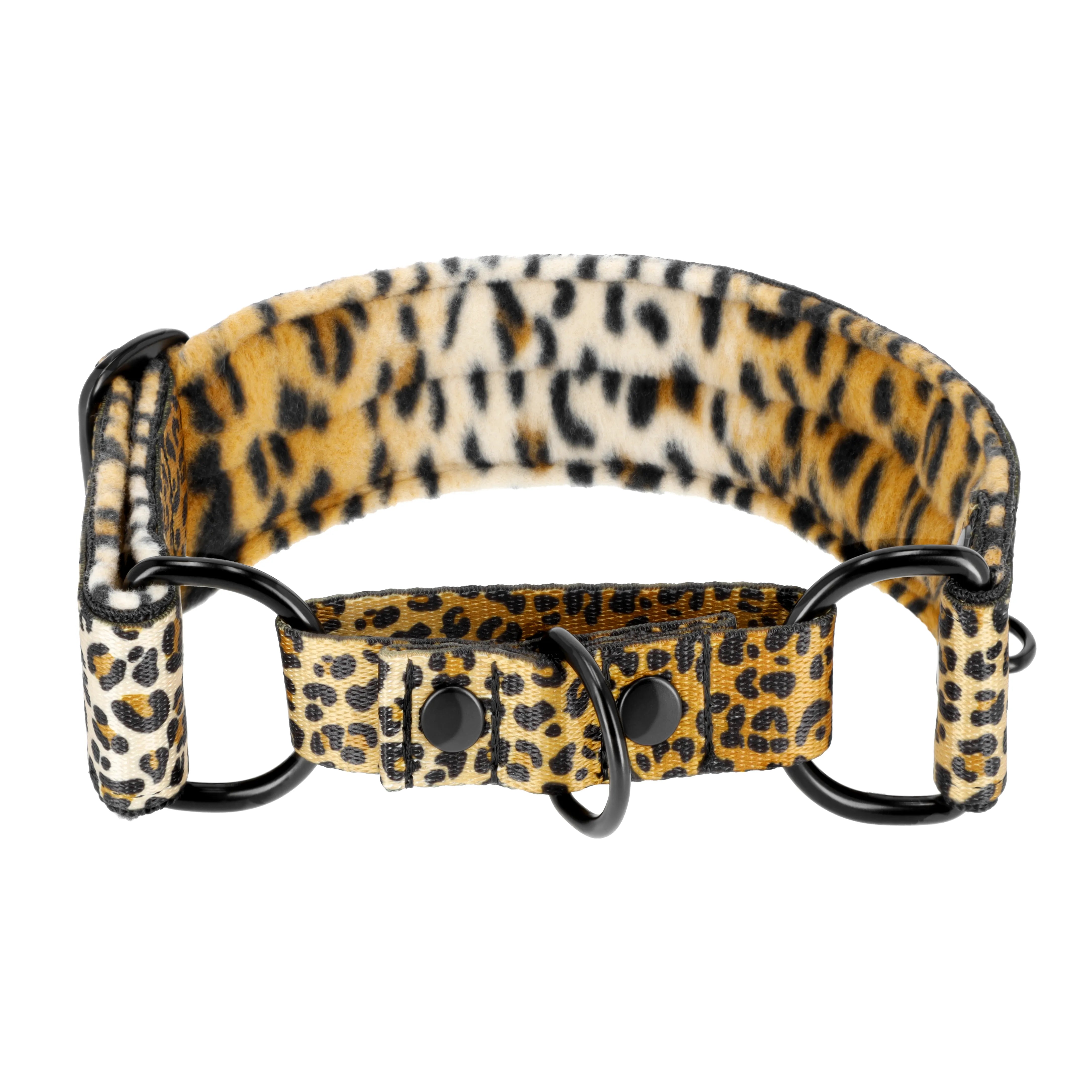 Martingale Leopard - Breites, gefüttertes Hundehalsband mit Halbwürgegriff