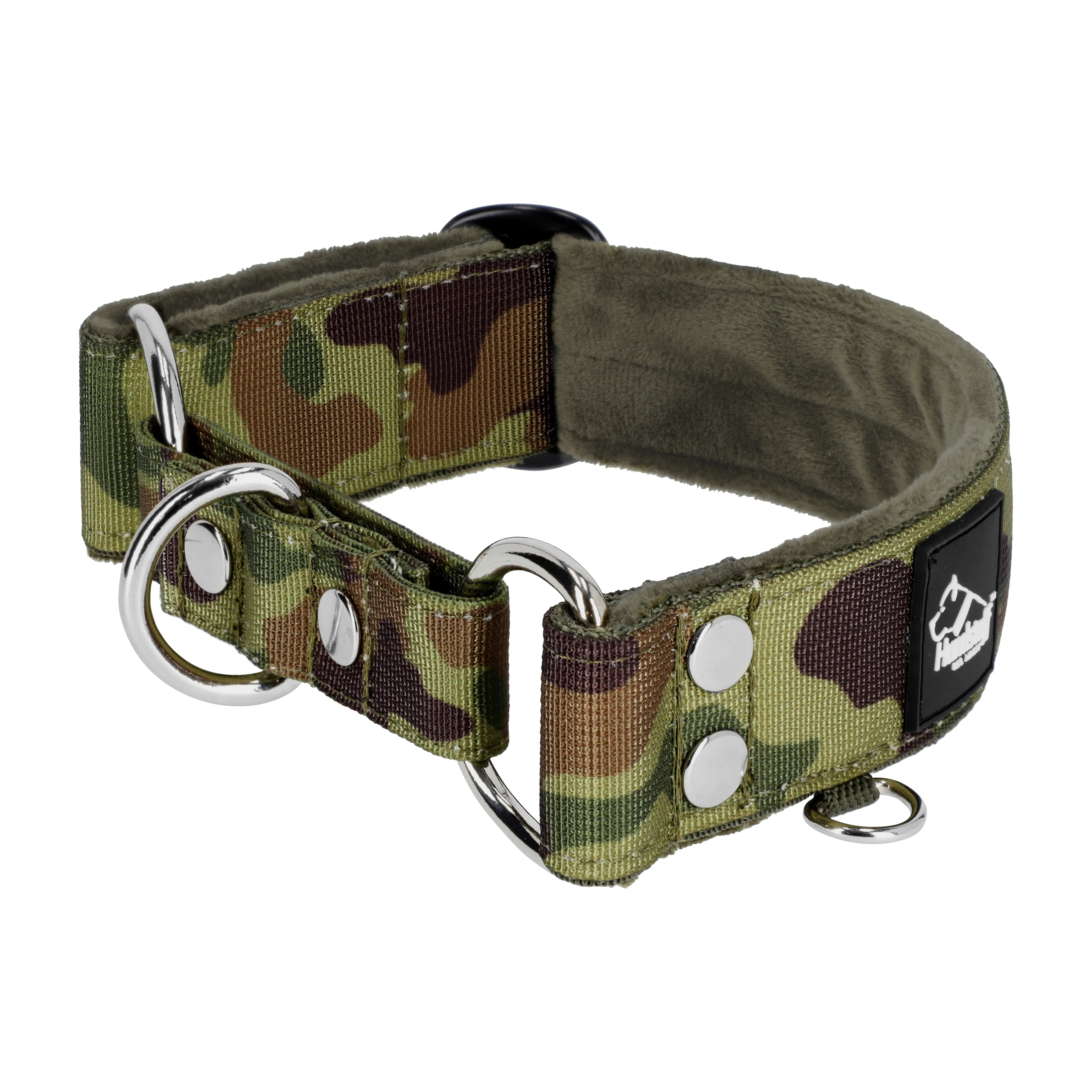 Martingale Camo Green - Breites, gefüttertes Hundehalsband mit halbem Würgegriff