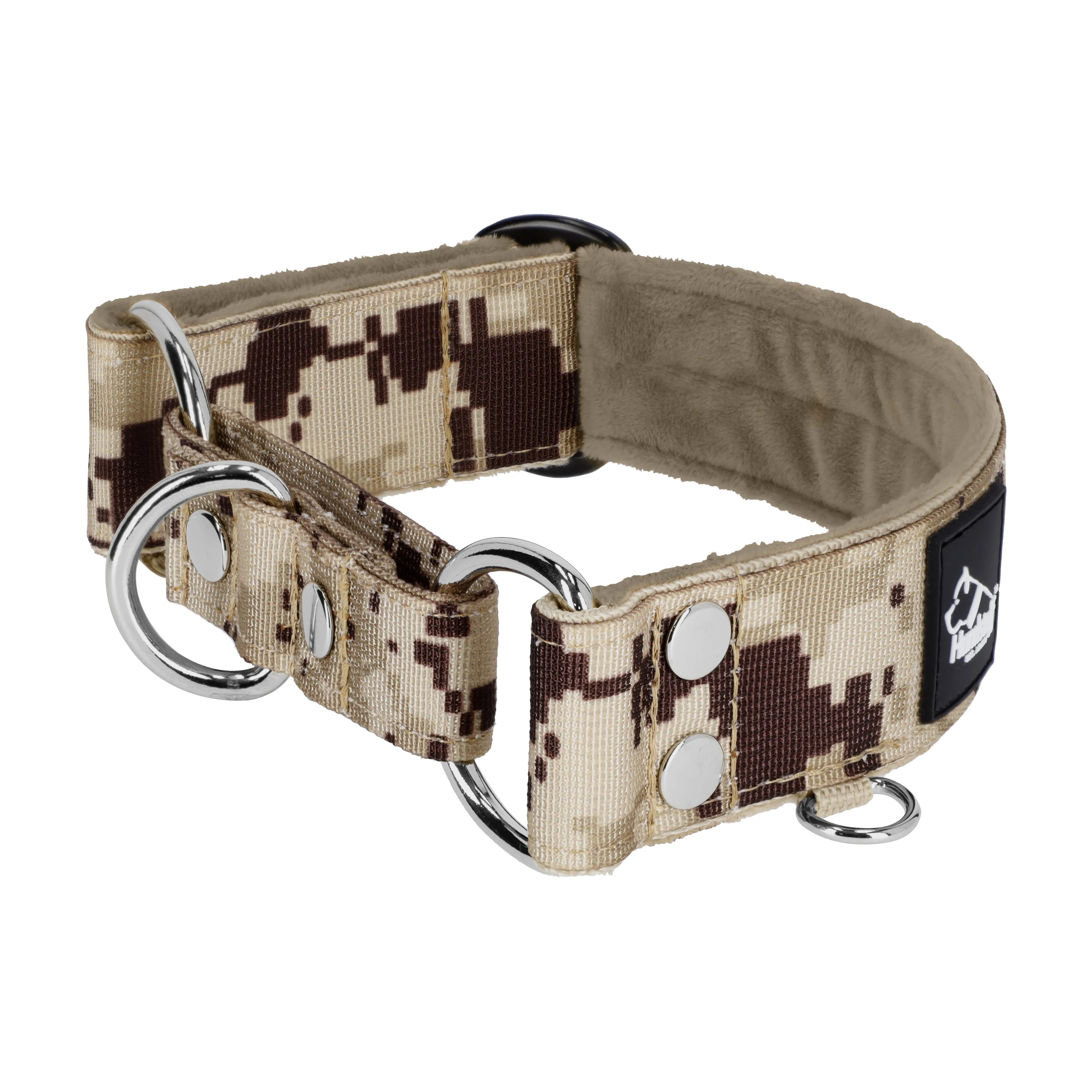Martingale Camo Beige - Breites gefüttertes Hundehalsband mit Halbwürgegriff