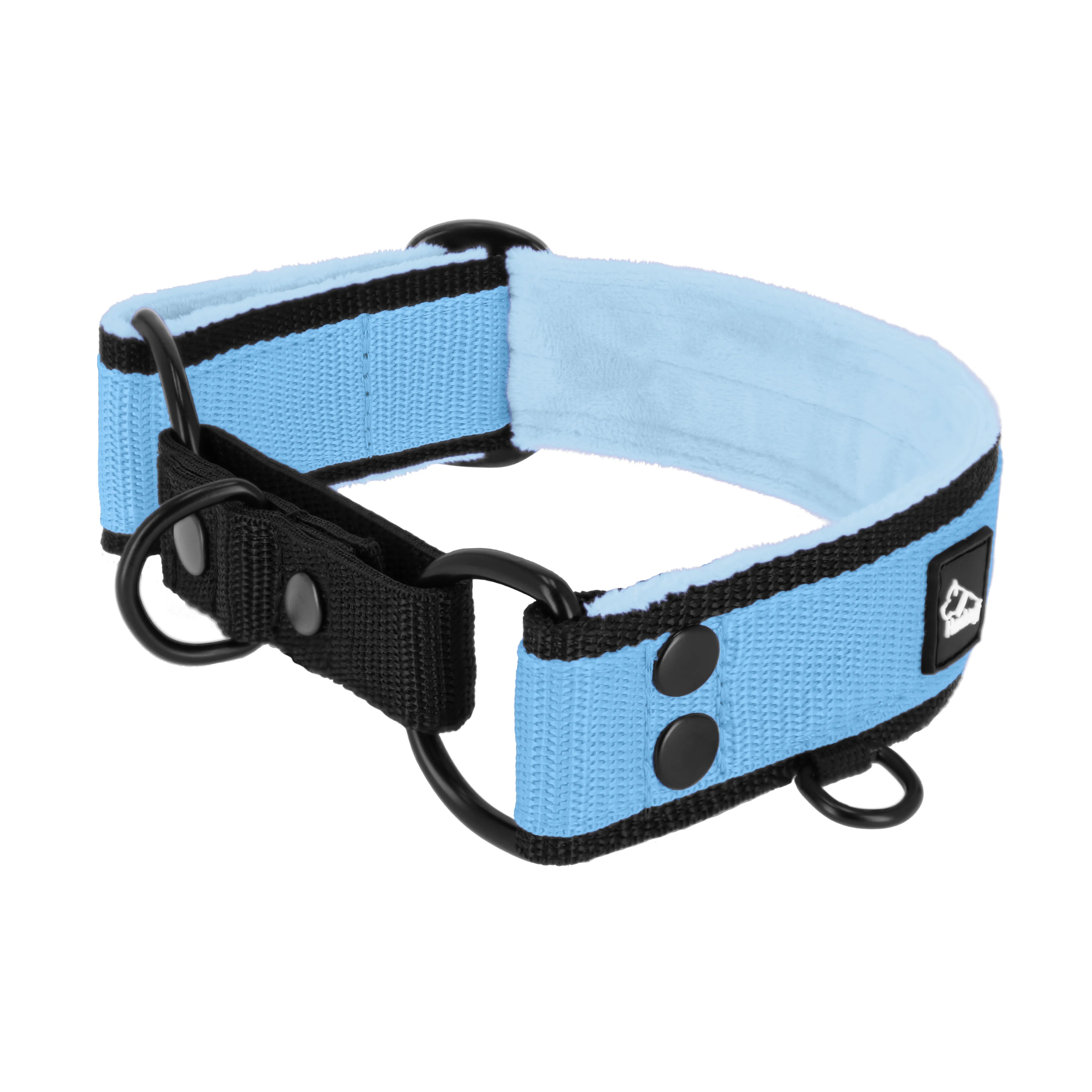 Martingale Black Edition Baby Blue - Breites, gefüttertes Halsband mit halbem Würgegriff