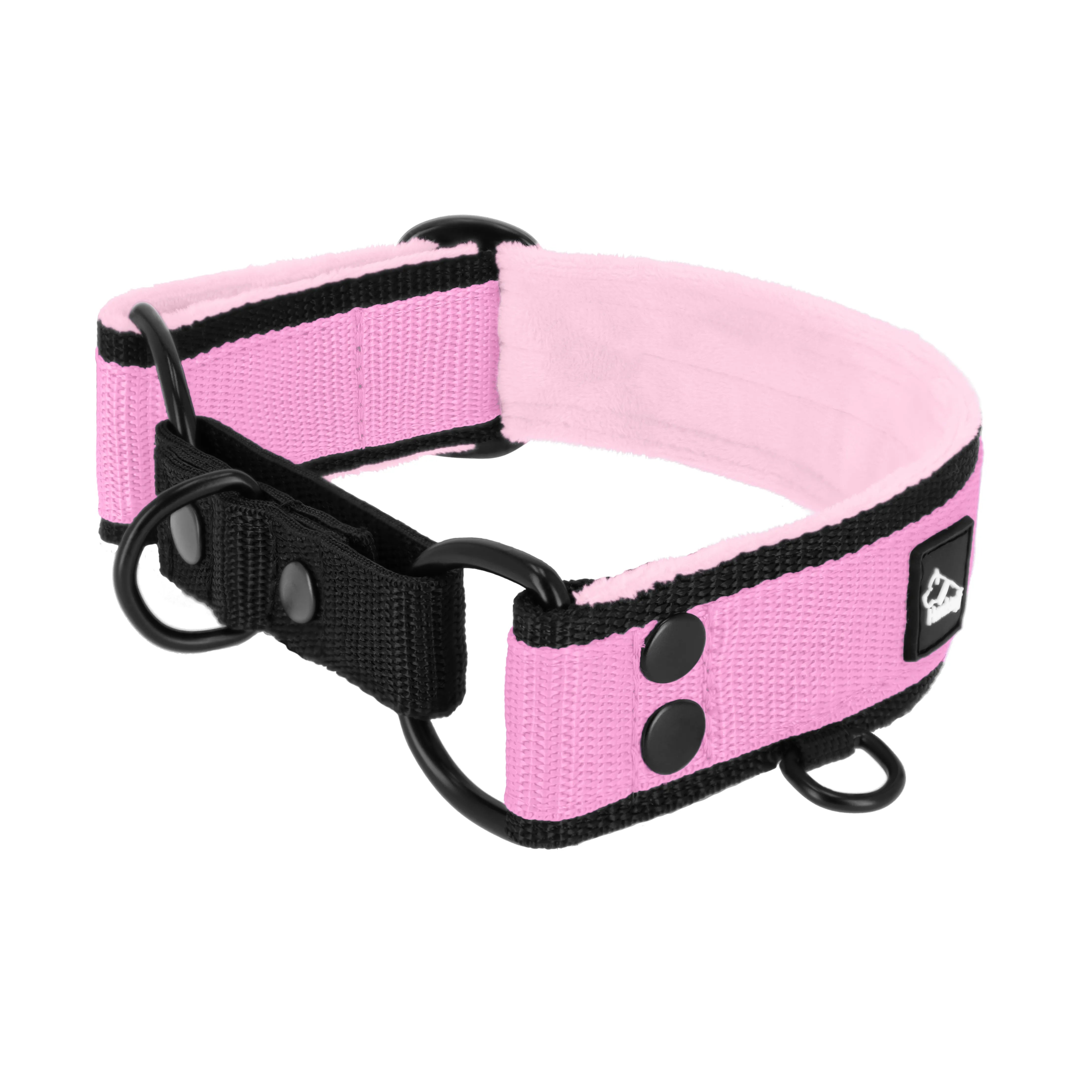 Martingale Black Edition Baby Pink - Breites, gefüttertes Halbwürgehalsband