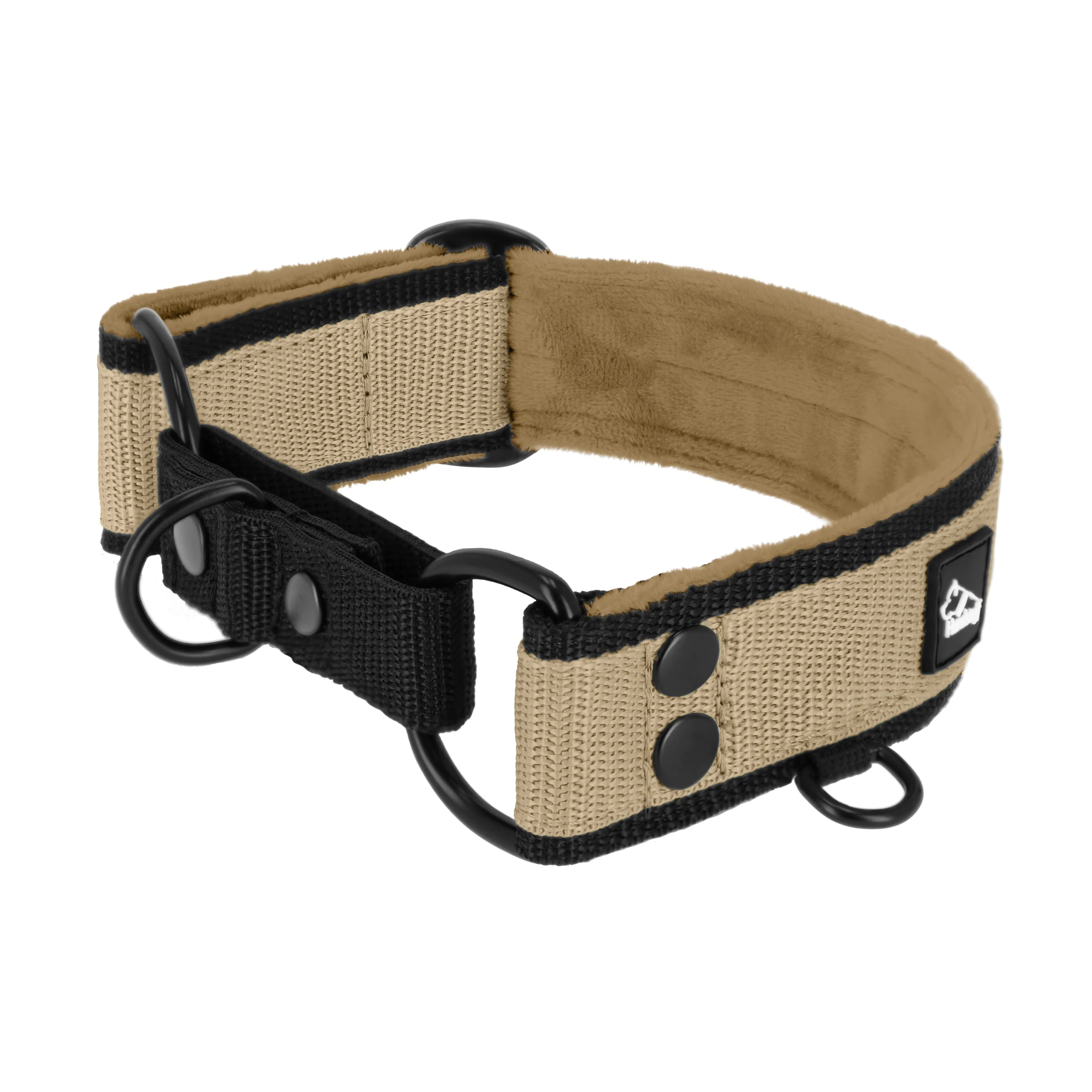 Martingale Black Edition Beige - Breites, gefüttertes Halbwürgehalsband