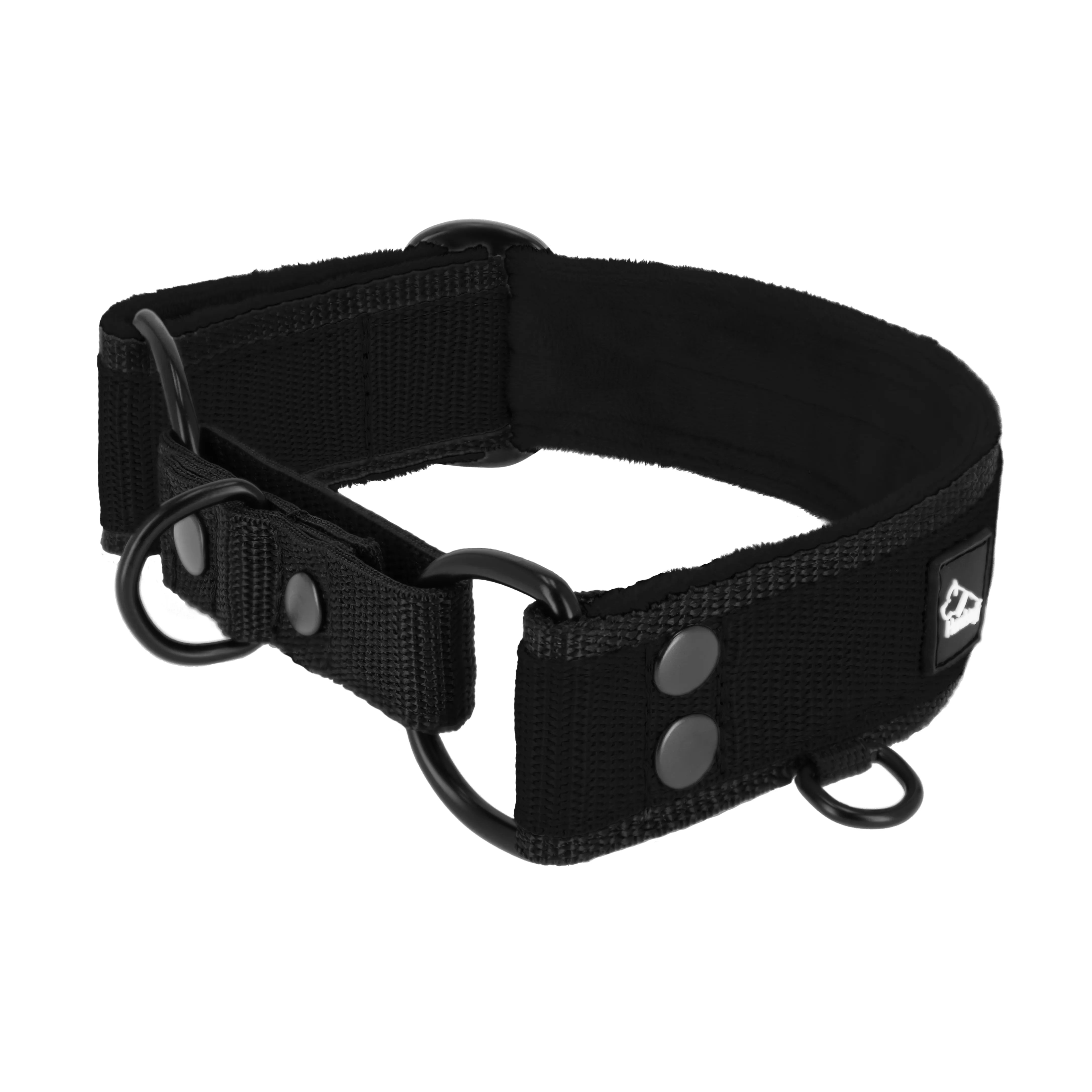 Martingale Black Edition Schwarz - Breites, gefüttertes Halsband mit halber Würgefunktion