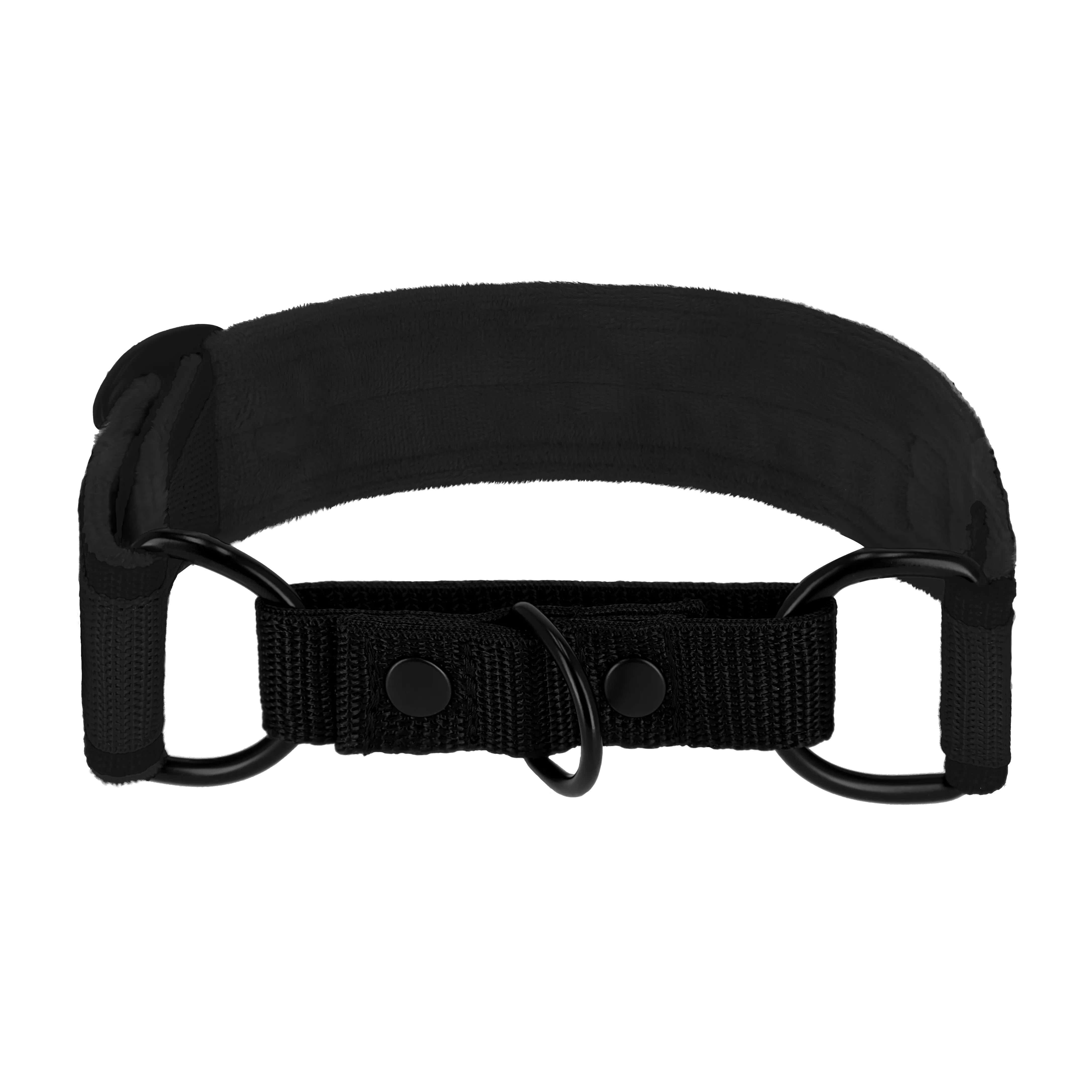Martingale Black Edition Schwarz - Breites, gefüttertes Halsband mit halber Würgefunktion