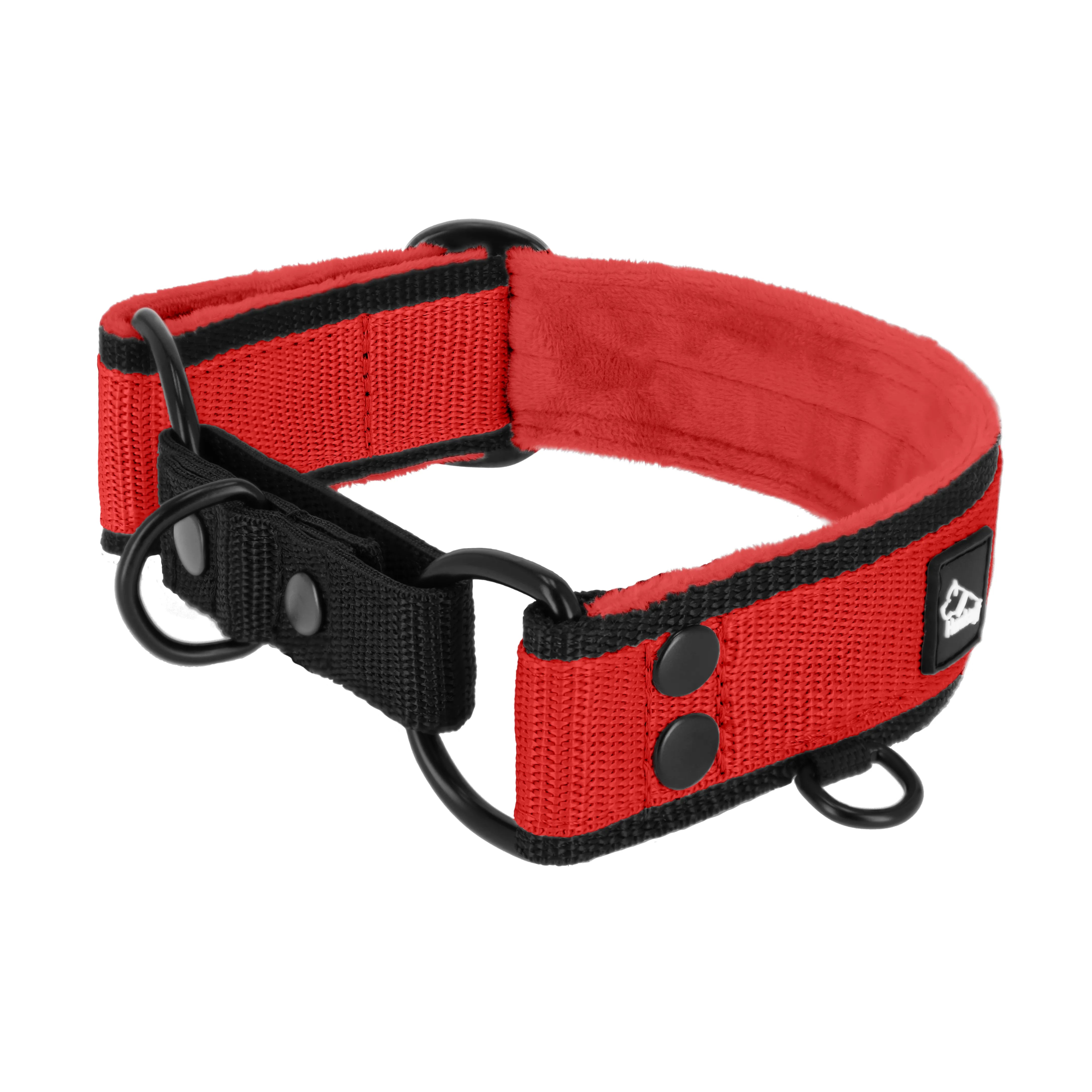 Martingale Black Edition Rot - Breites, gefüttertes Halsband mit halber Würgefunktion