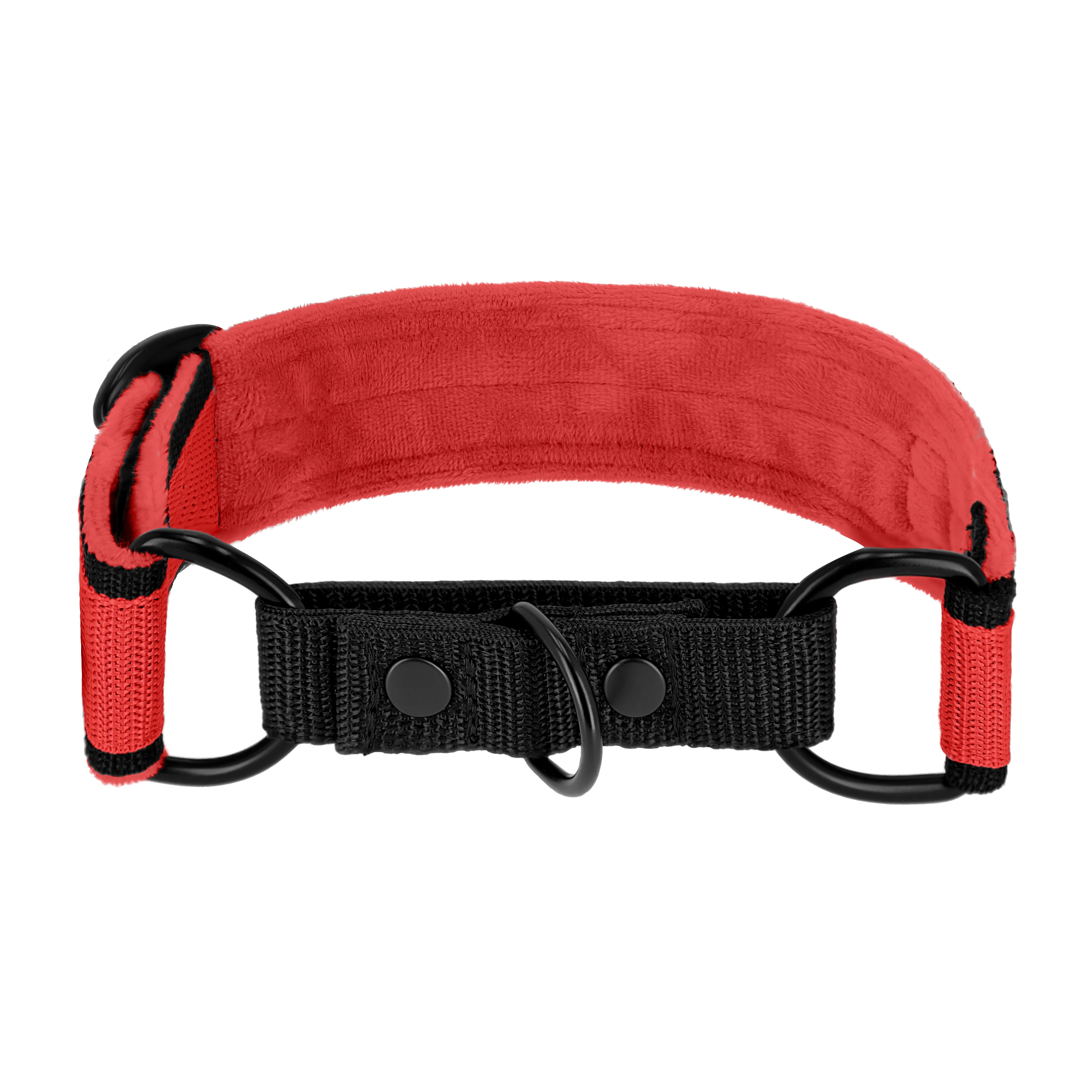 Martingale Black Edition Rot - Breites, gefüttertes Halsband mit halber Würgefunktion