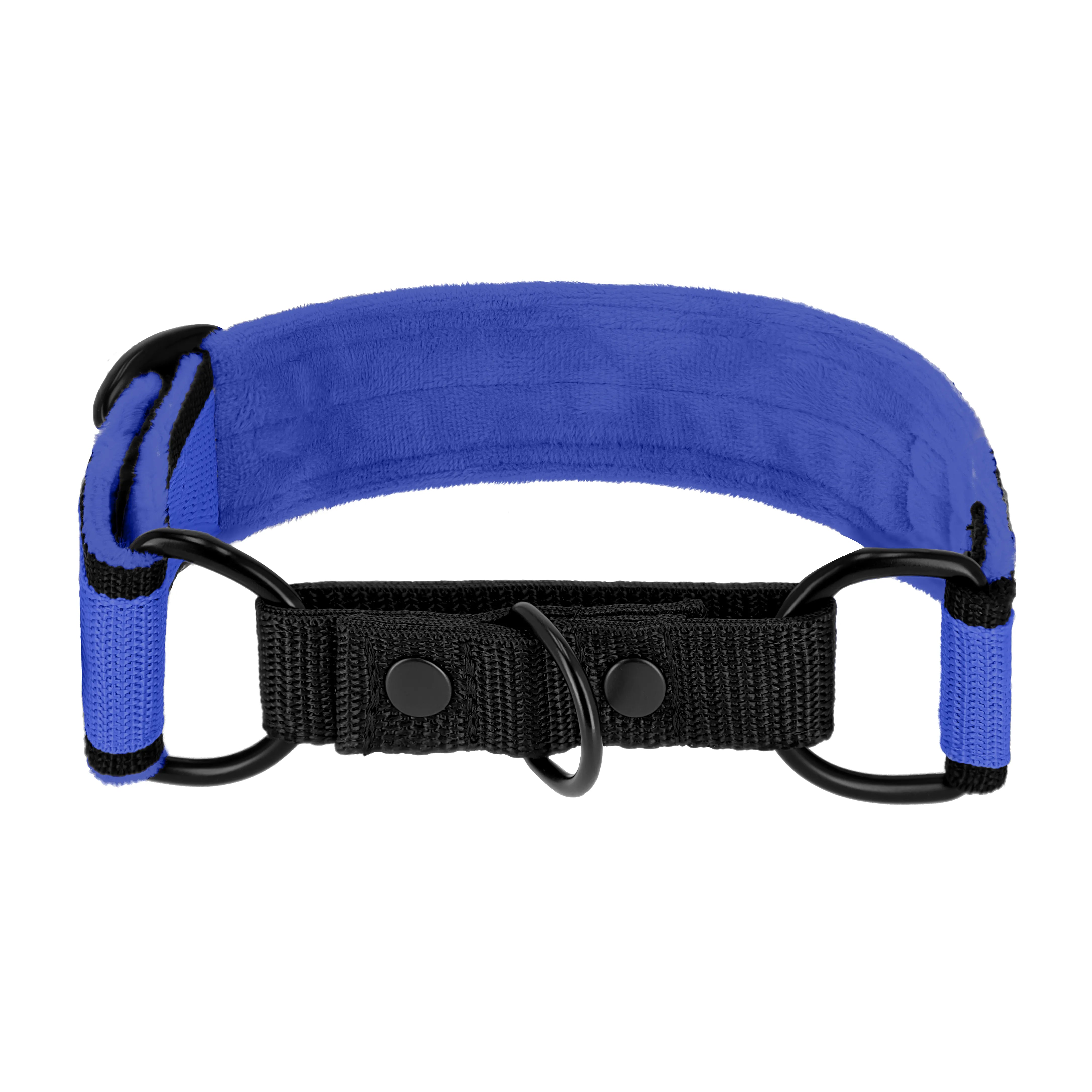 Martingale Black Edition Blau - Breites, gefüttertes Halsband mit halber Würgefunktion