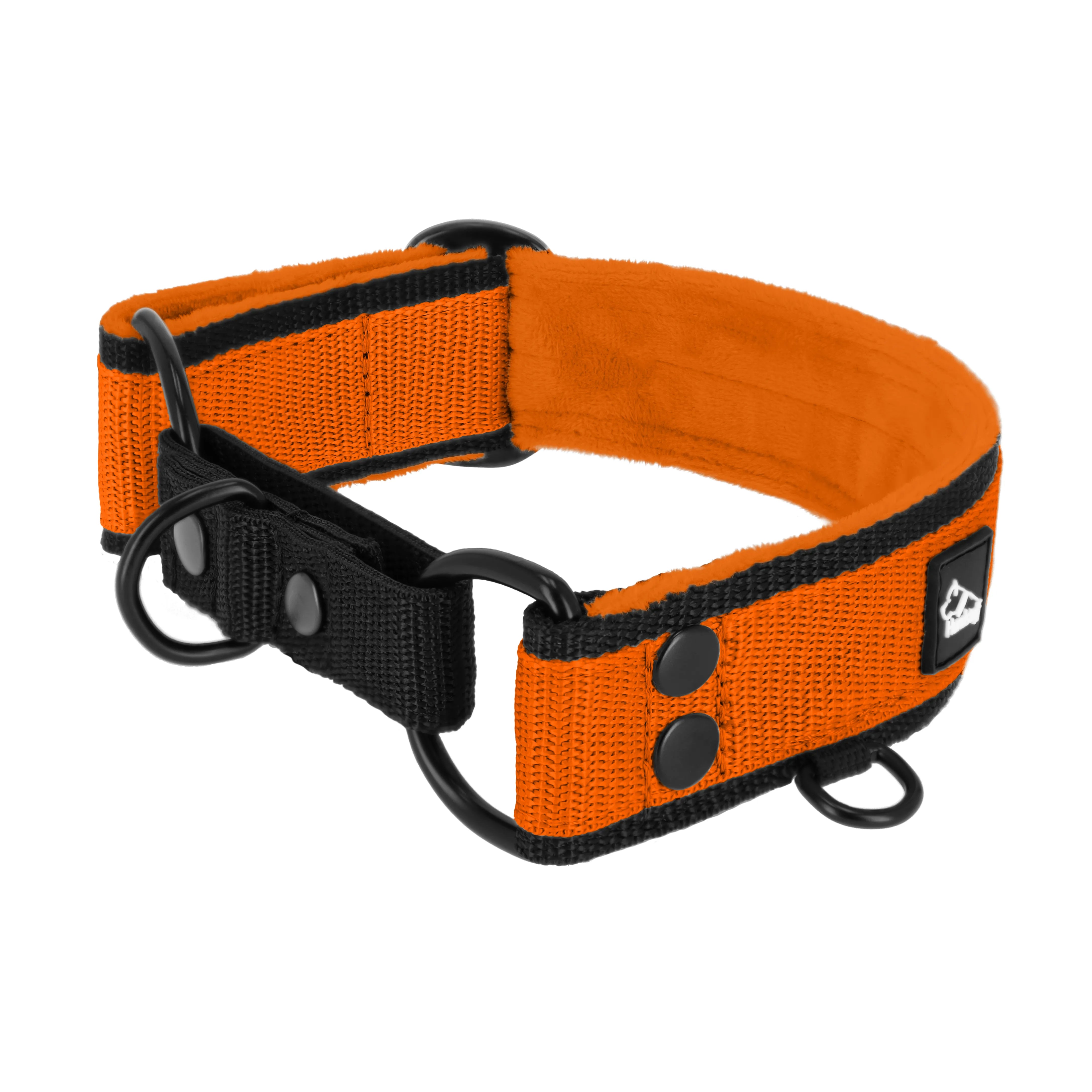 Martingale Black Edition Orange - Breites, gefüttertes Halsband mit halber Würgefunktion