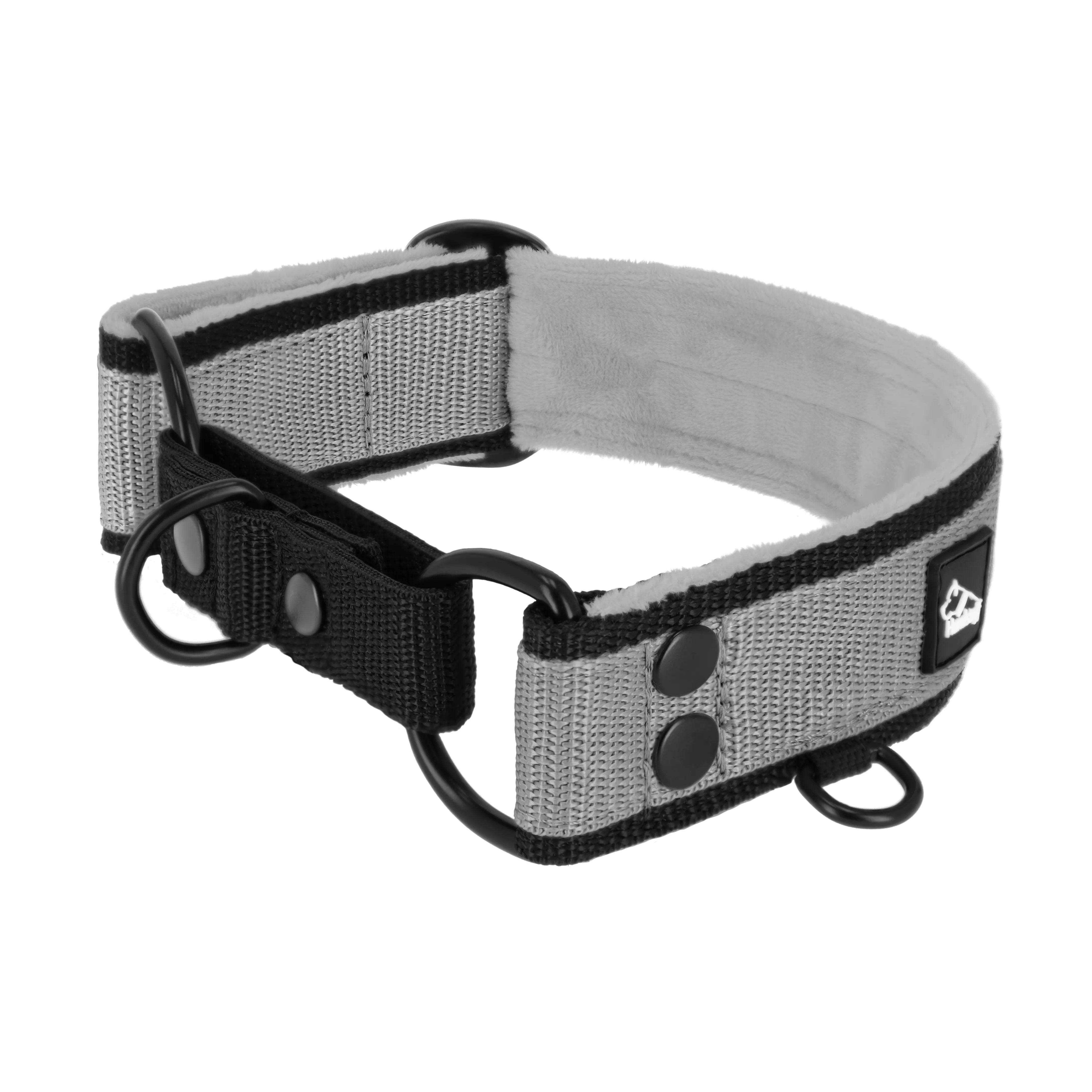 Martingale Black Edition Grau - Breites, gefüttertes Halsband mit halber Würgefunktion