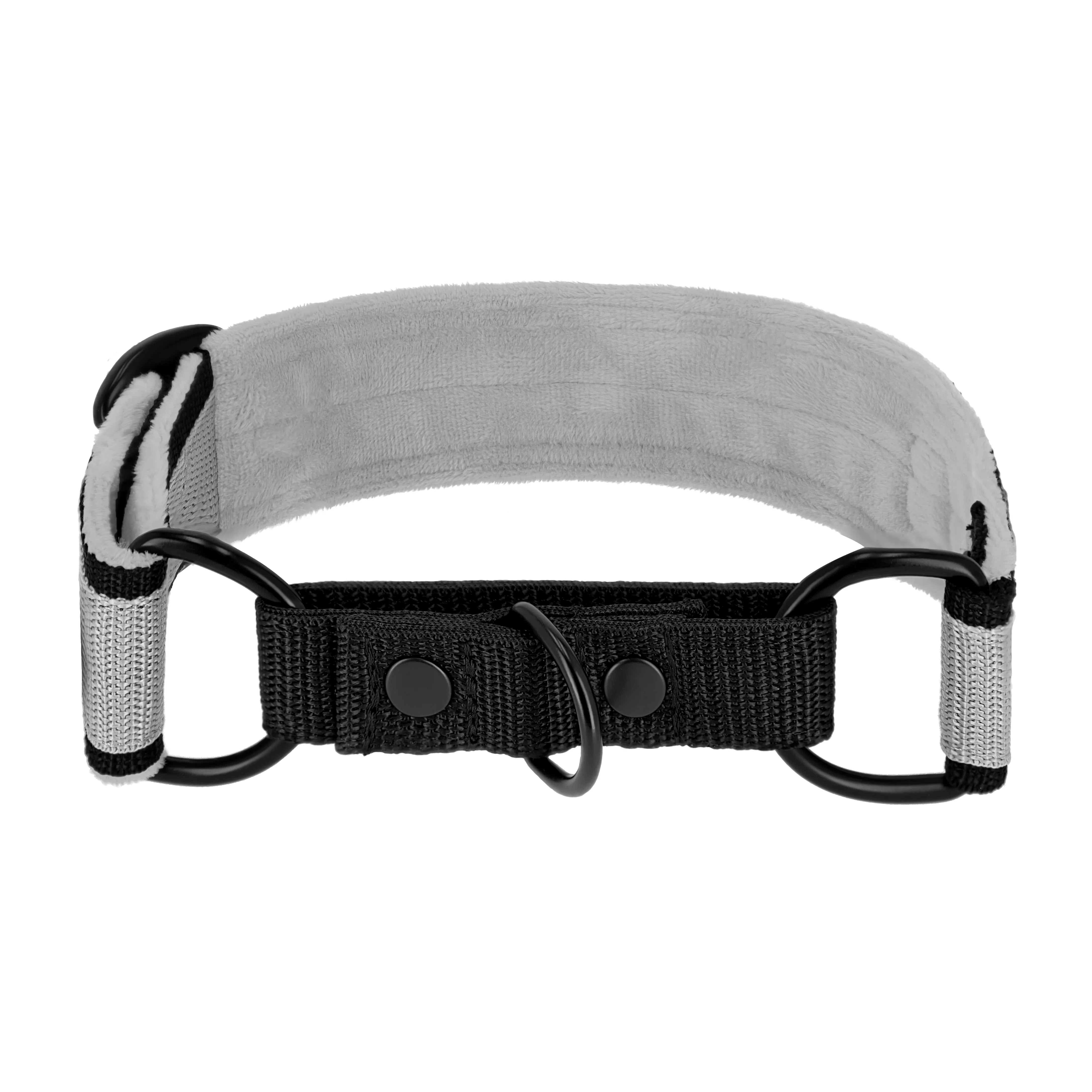 Martingale Black Edition Grau - Breites, gefüttertes Halsband mit halber Würgefunktion