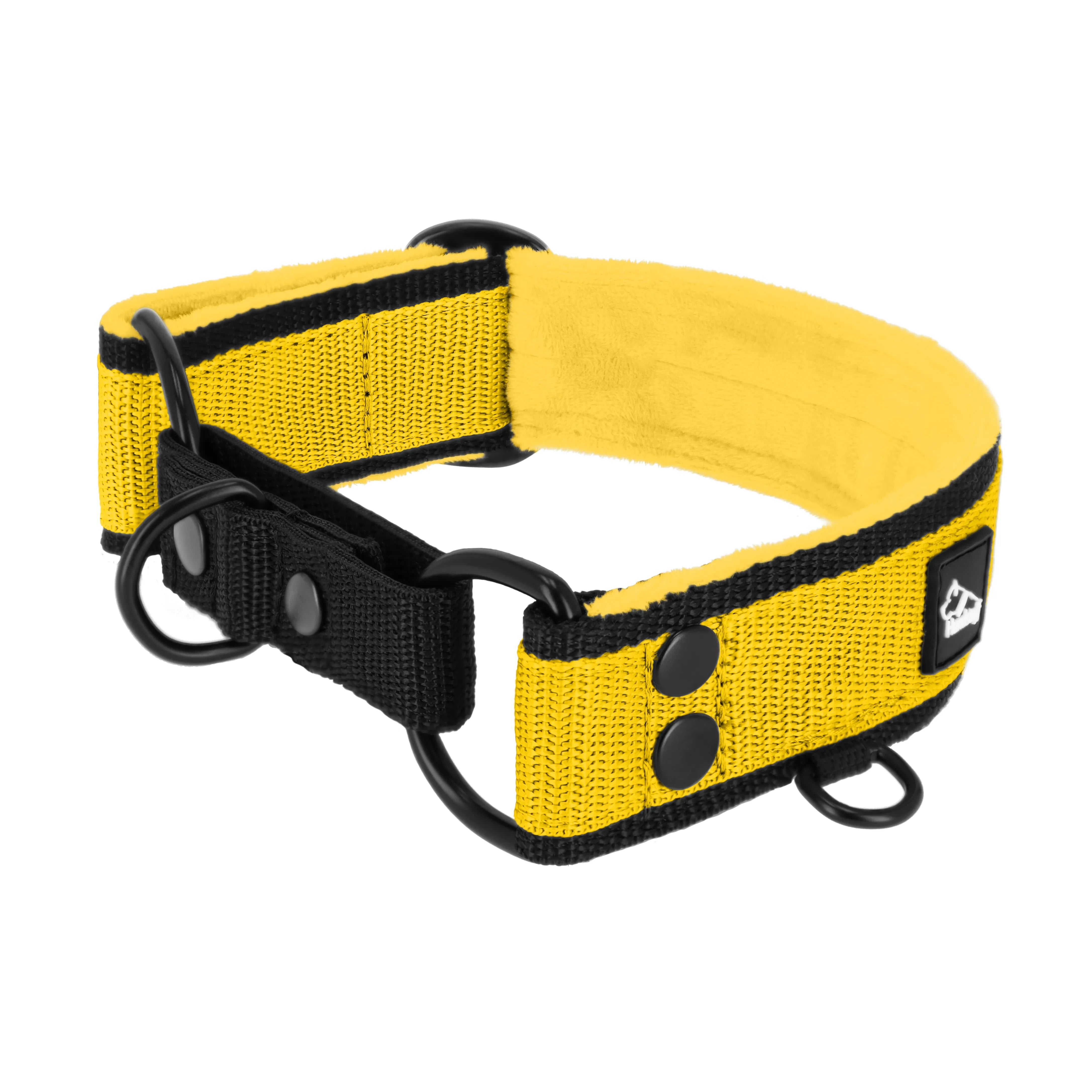 Martingale Black Edition Gelb - Breites, gefüttertes Halsband mit halber Würgefunktion