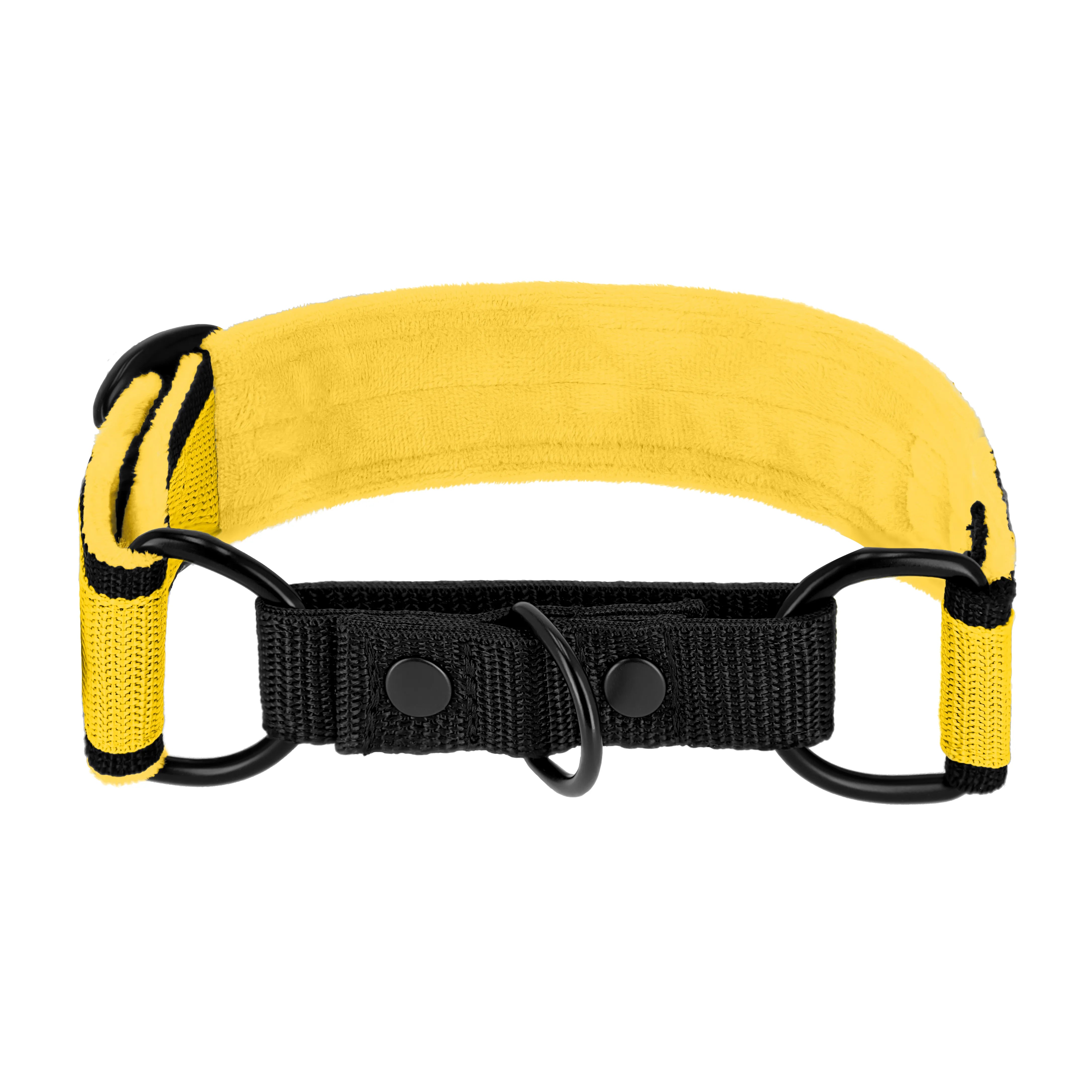 Martingale Black Edition Gelb - Breites, gefüttertes Halsband mit halber Würgefunktion