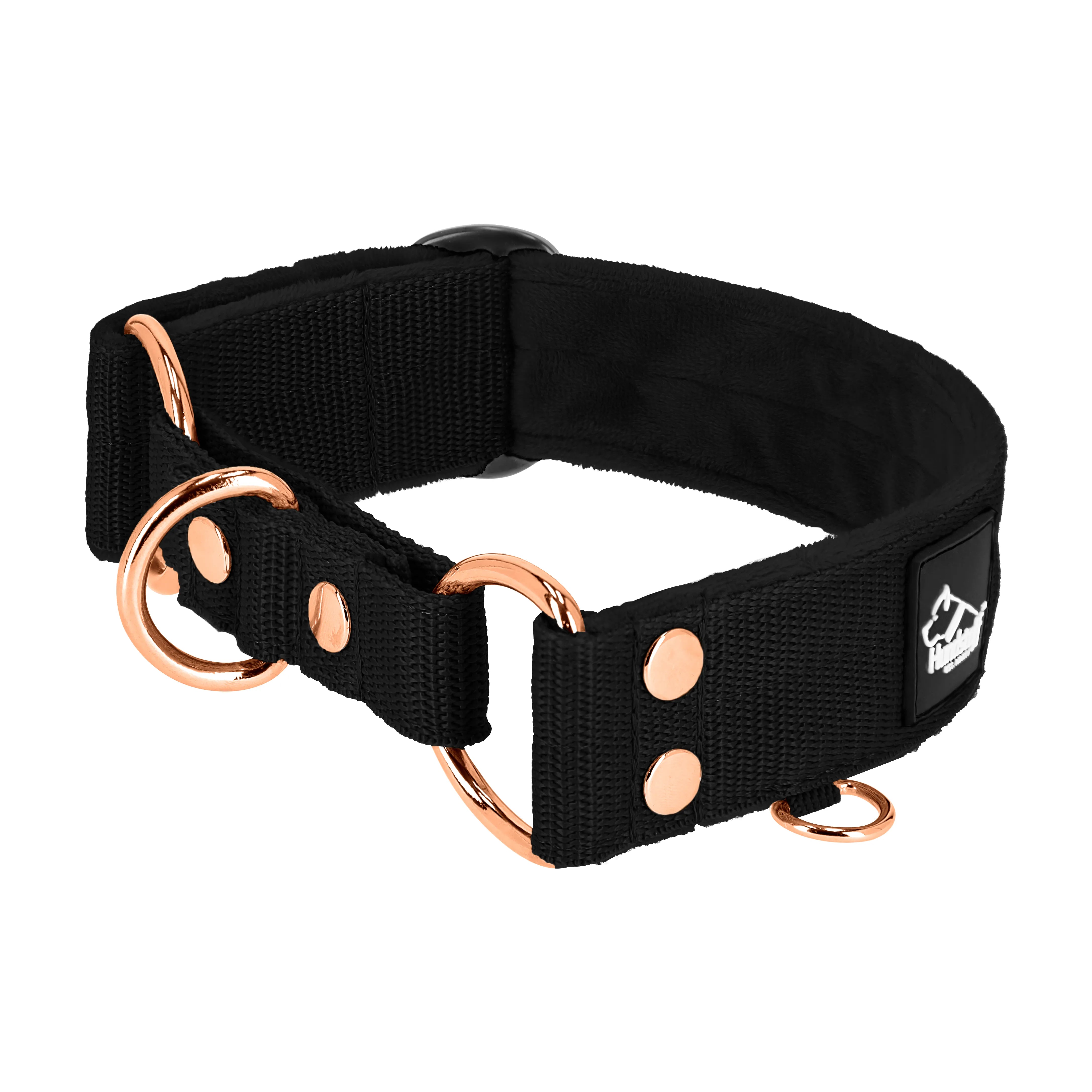 Martingale Rose Edition Schwarz - Breites, gefüttertes Halbwürgehalsband
