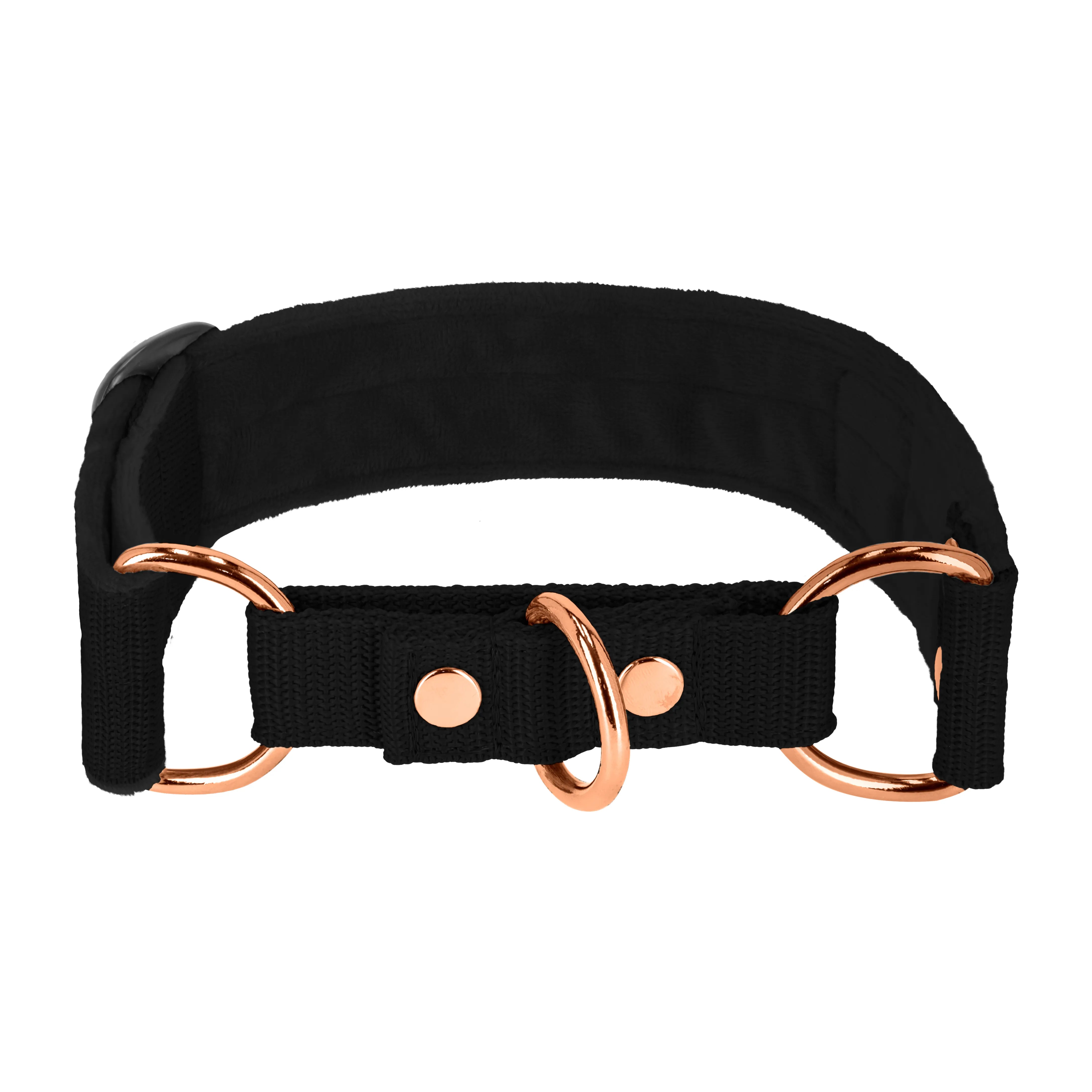Martingale Rose Edition Schwarz - Breites, gefüttertes Halbwürgehalsband