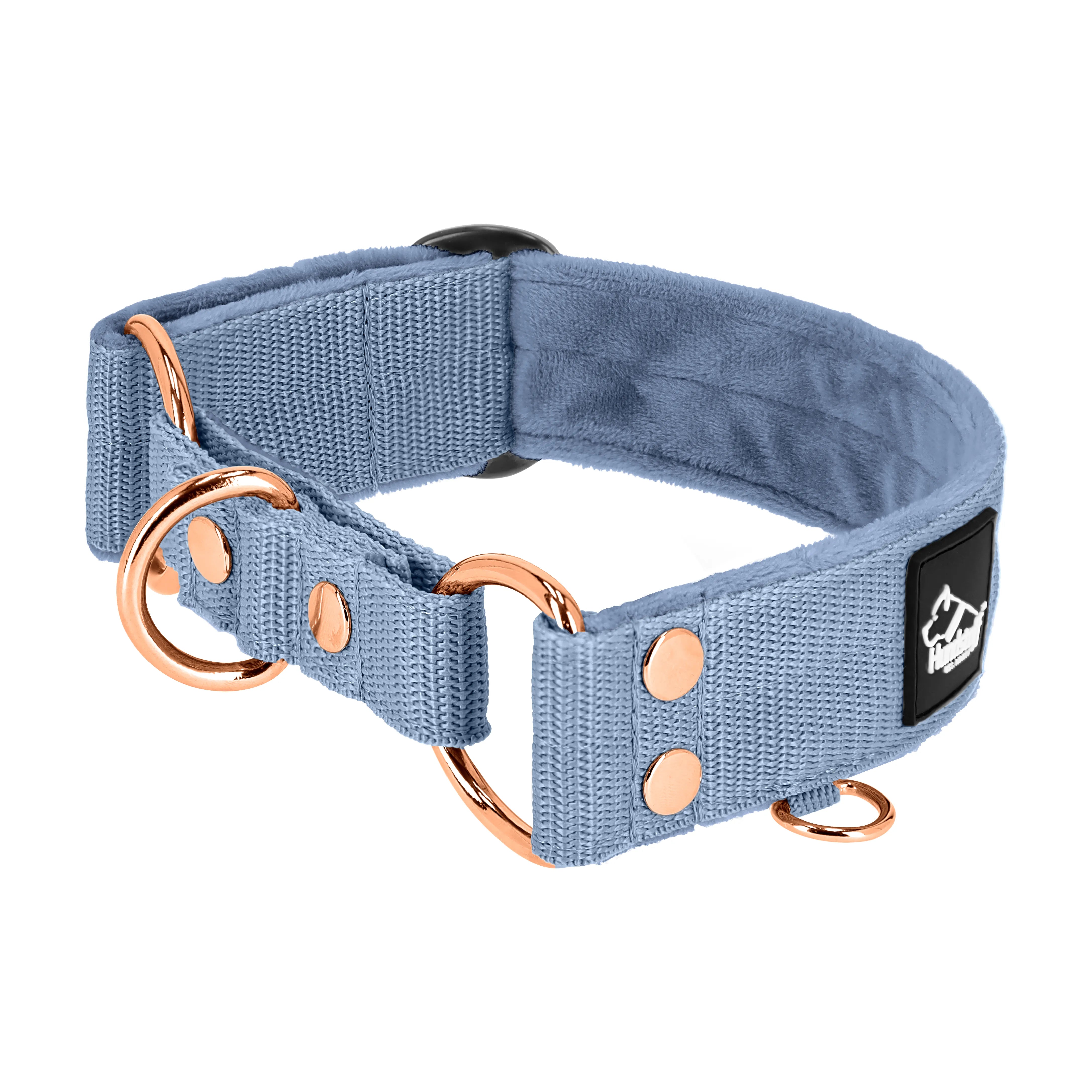 Martingale Rose Edition Pastellblau - Breites, gefüttertes Halbwürgehalsband