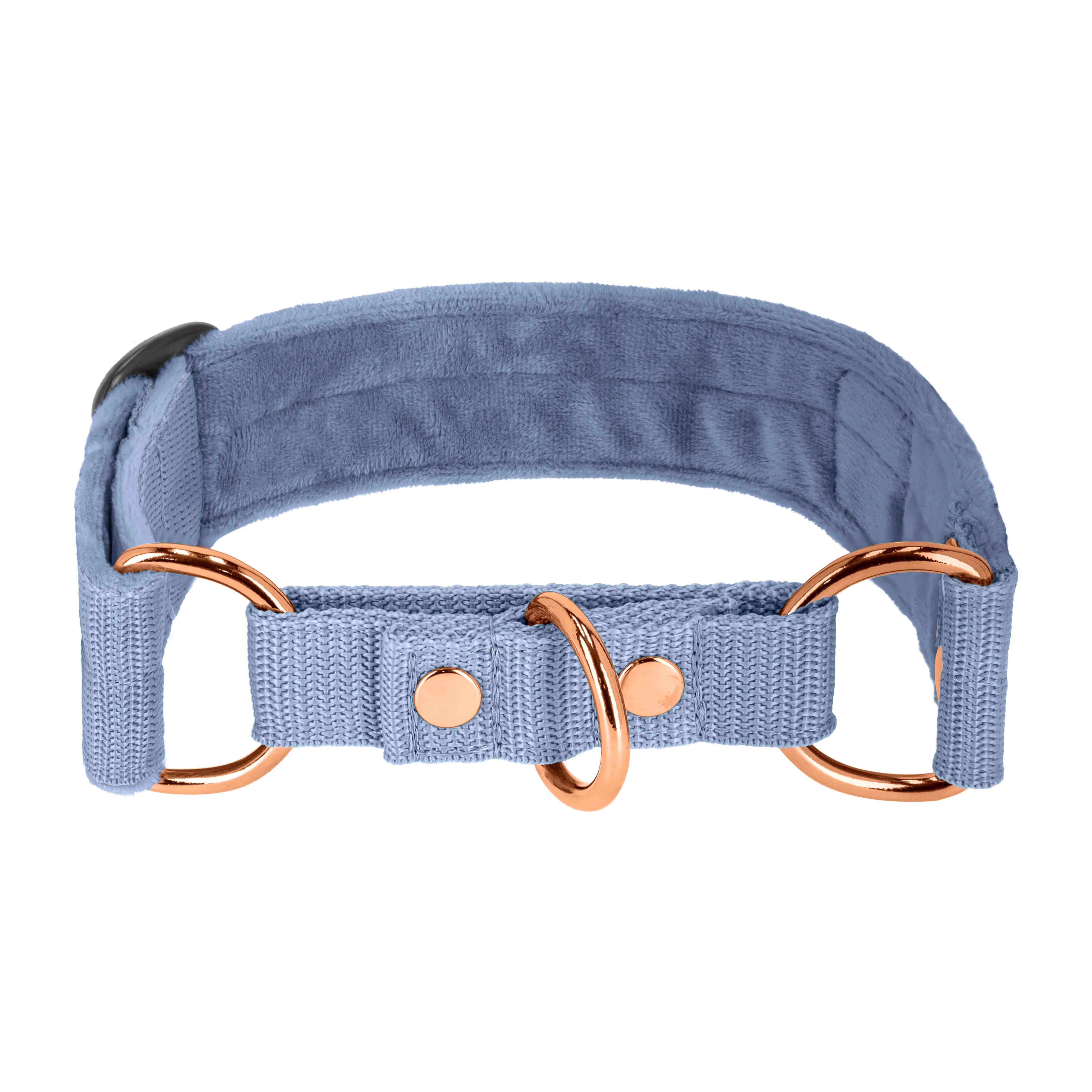 Martingale Rose Edition Pastellblau - Breites, gefüttertes Halbwürgehalsband