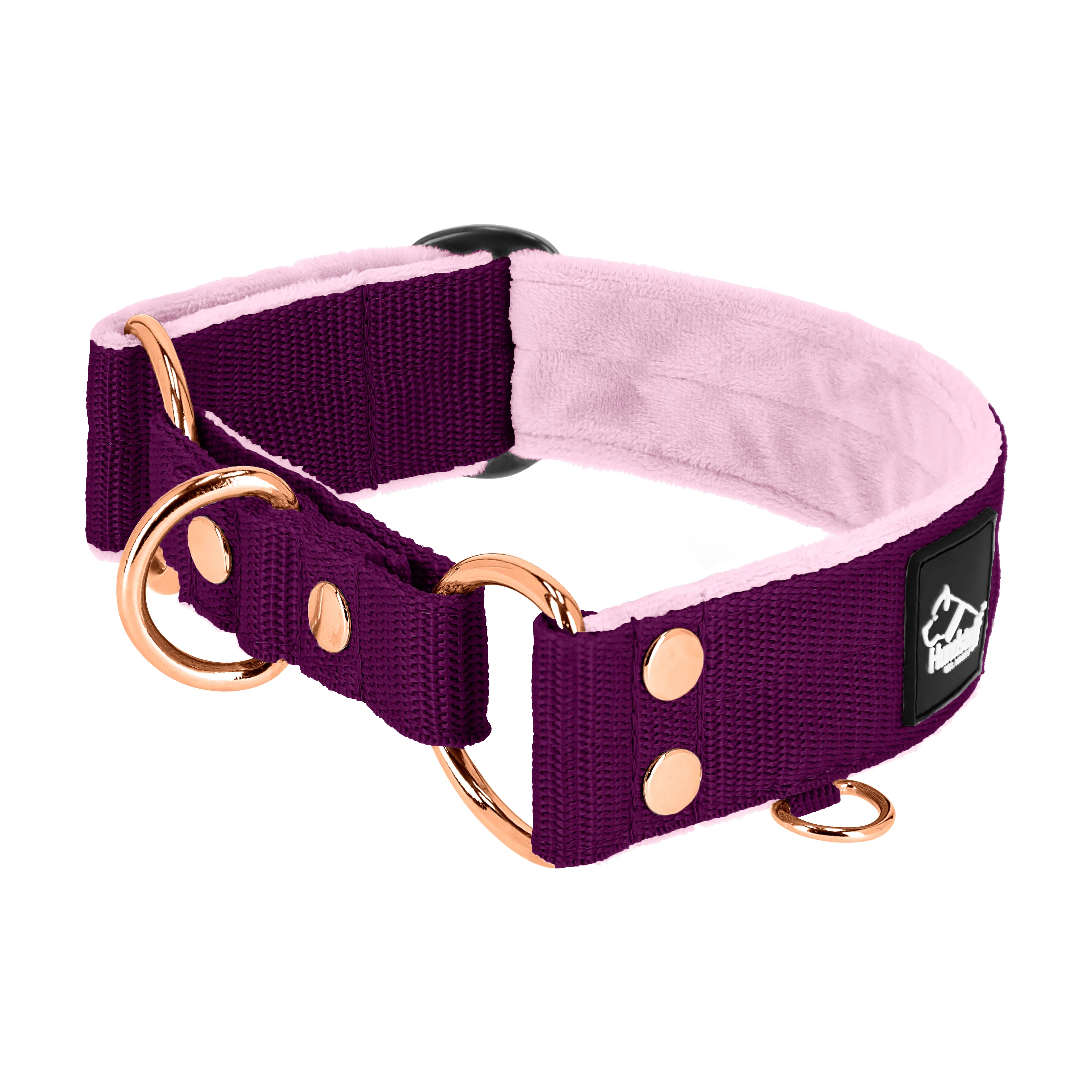 Martingale Rose Edition Plum - Breites gefüttertes Halbhalsband