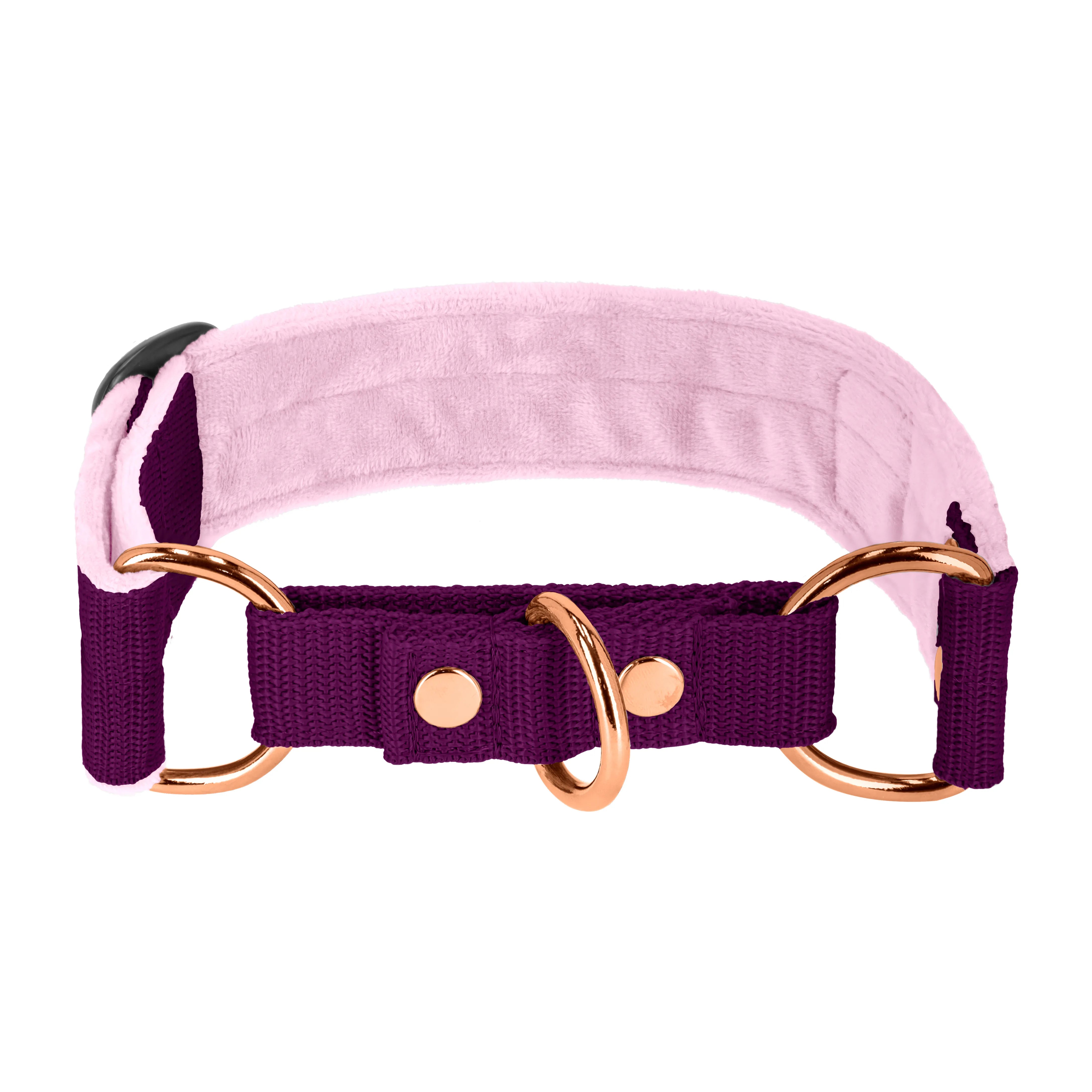 Martingale Rose Edition Plum - Breites gefüttertes Halbhalsband