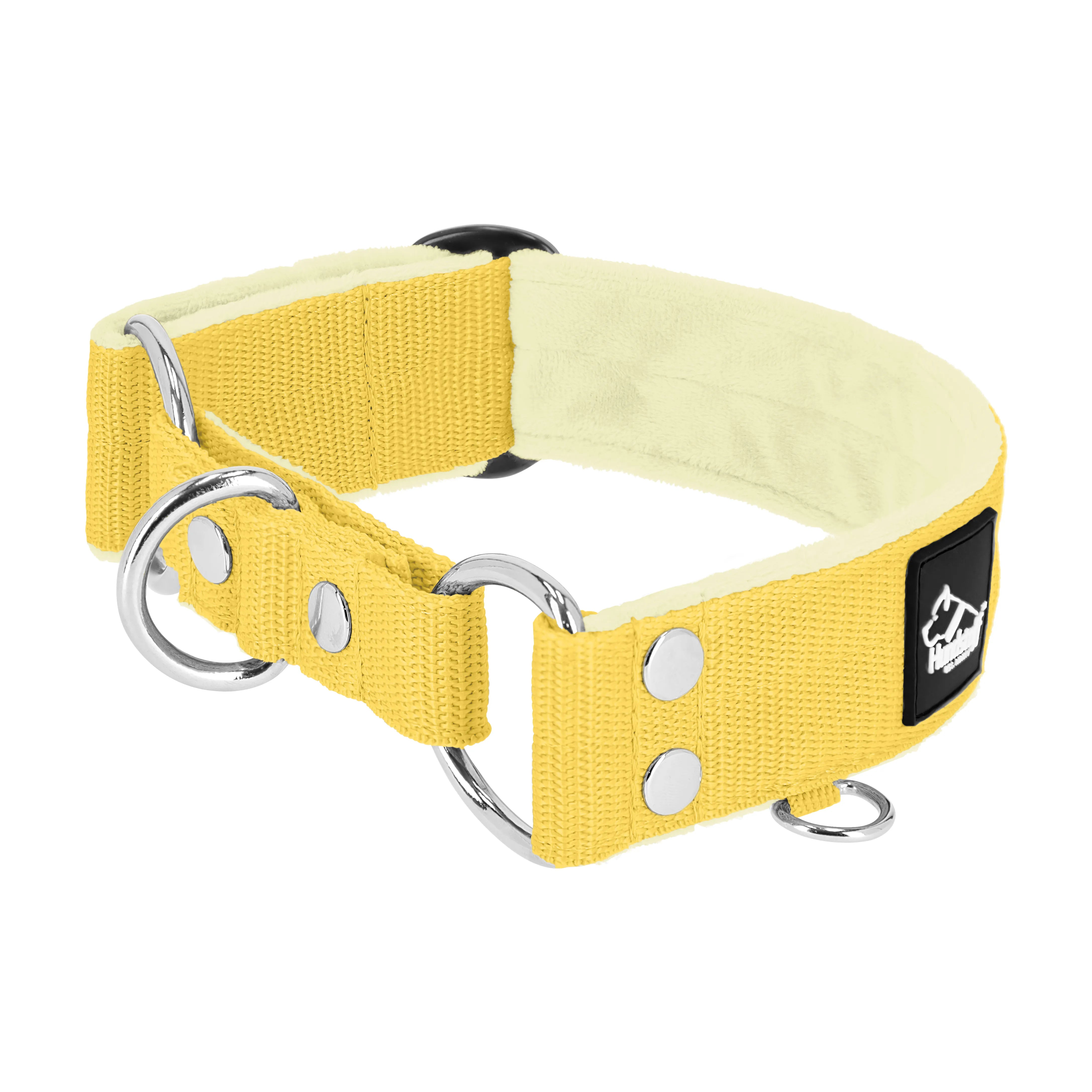Martingale Baby Yellow - Breites, gefüttertes Halsband mit halber Würgefunktion