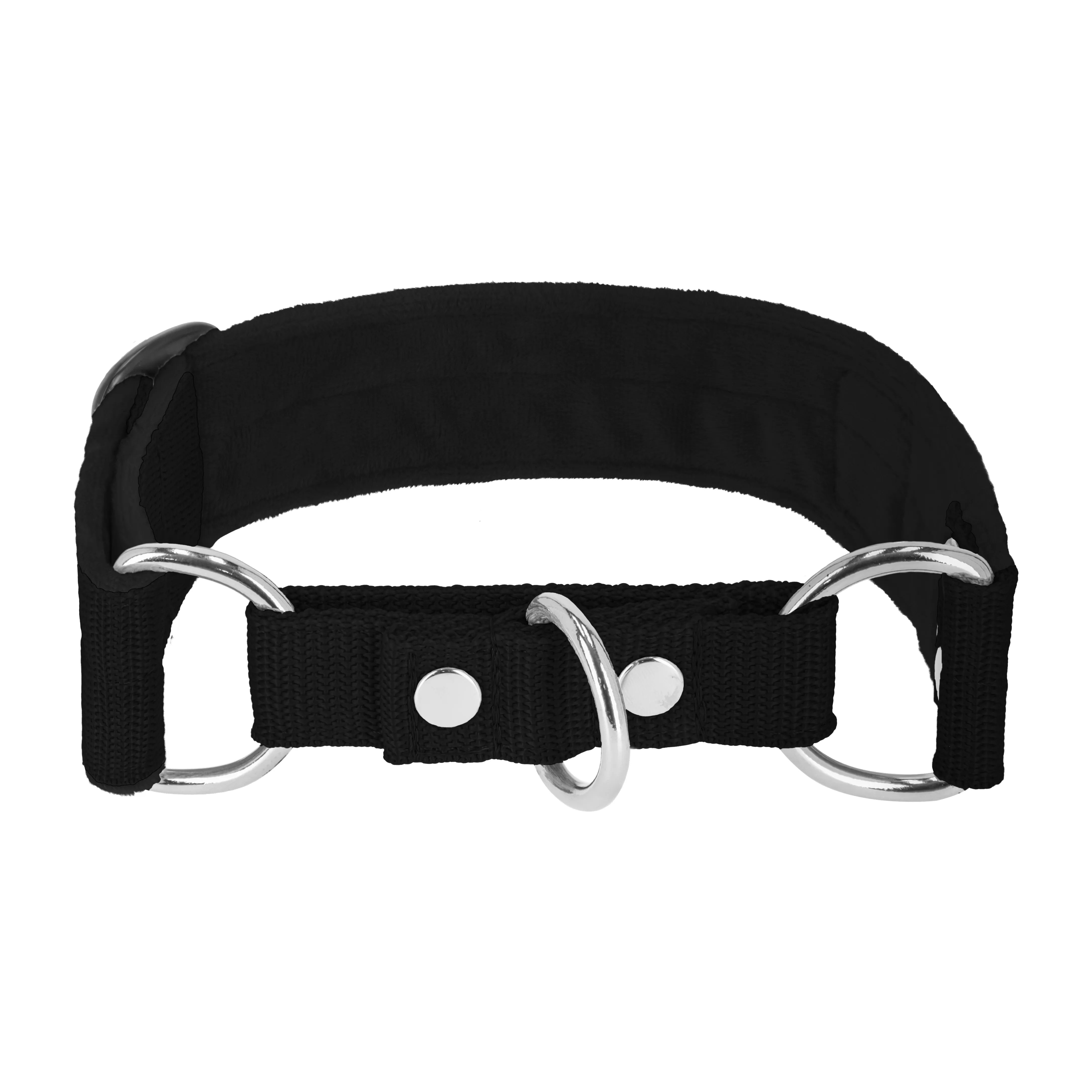 Martingale Schwarz - Breites, gefüttertes Halsband mit halber Würgefunktion
