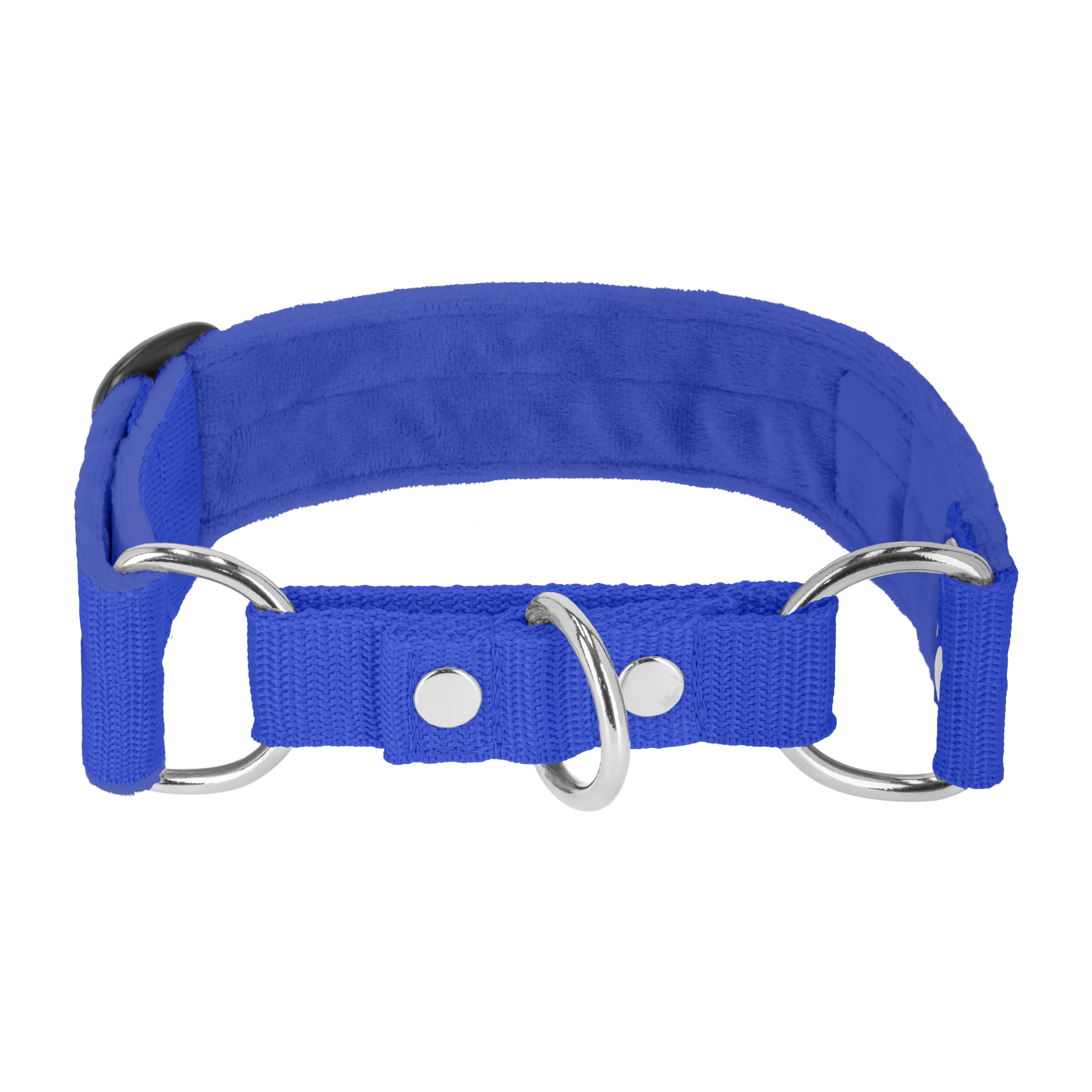 Martingale Blau - Breites, gefüttertes Halsband mit halber Würgefunktion