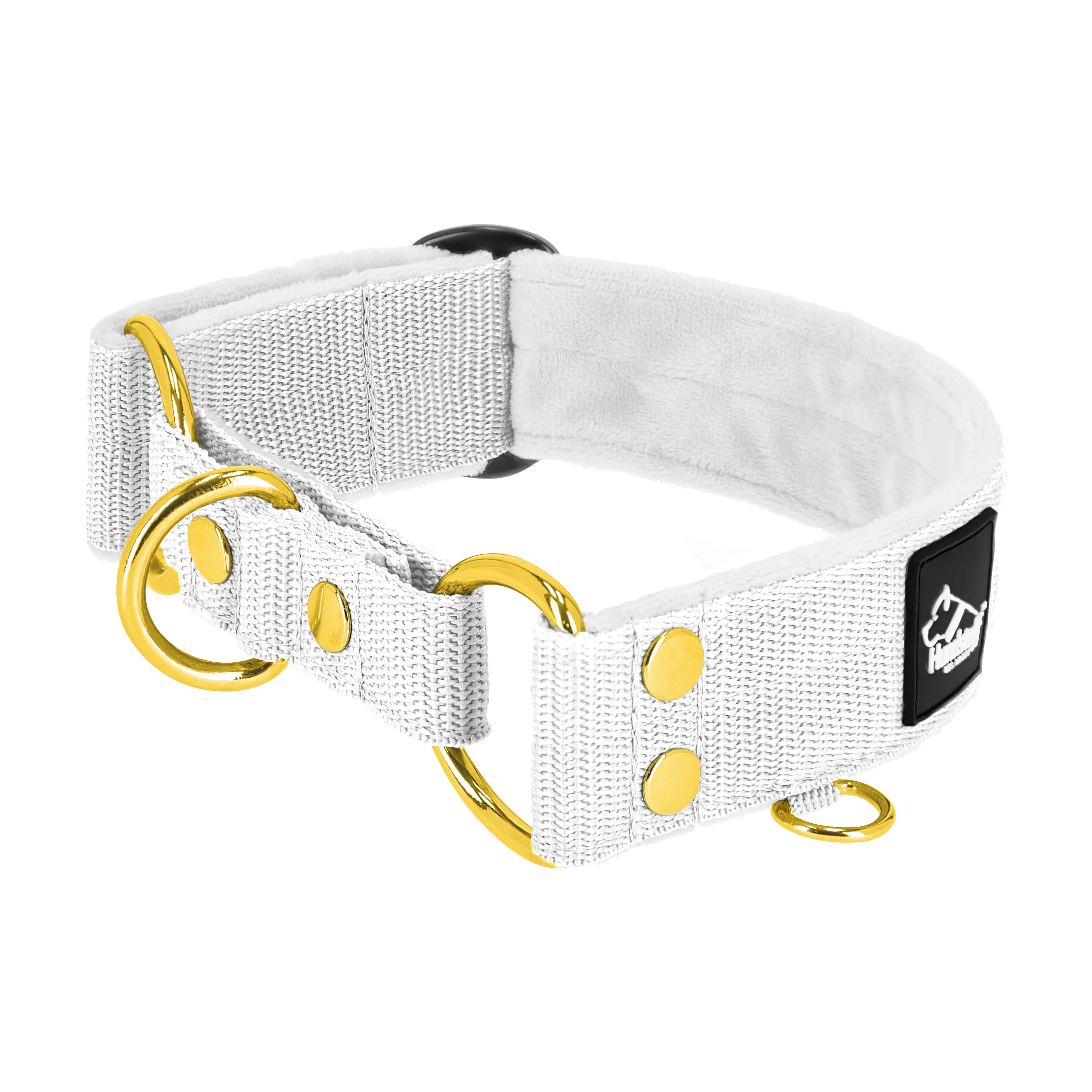Martingale Golden White - Breites, gefüttertes Halsband mit halber Würgefunktion
