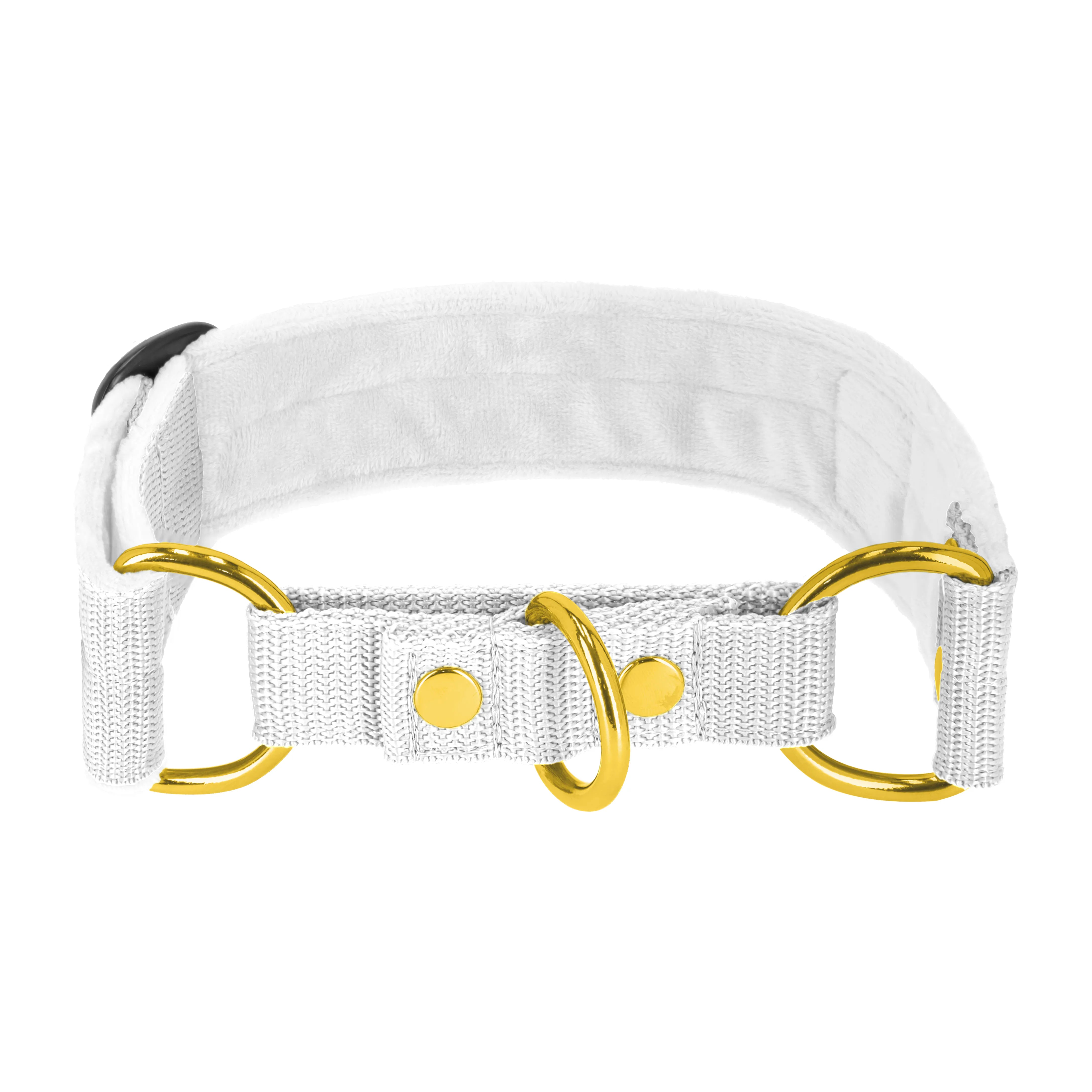 Martingale Golden White - Breites, gefüttertes Halsband mit halber Würgefunktion