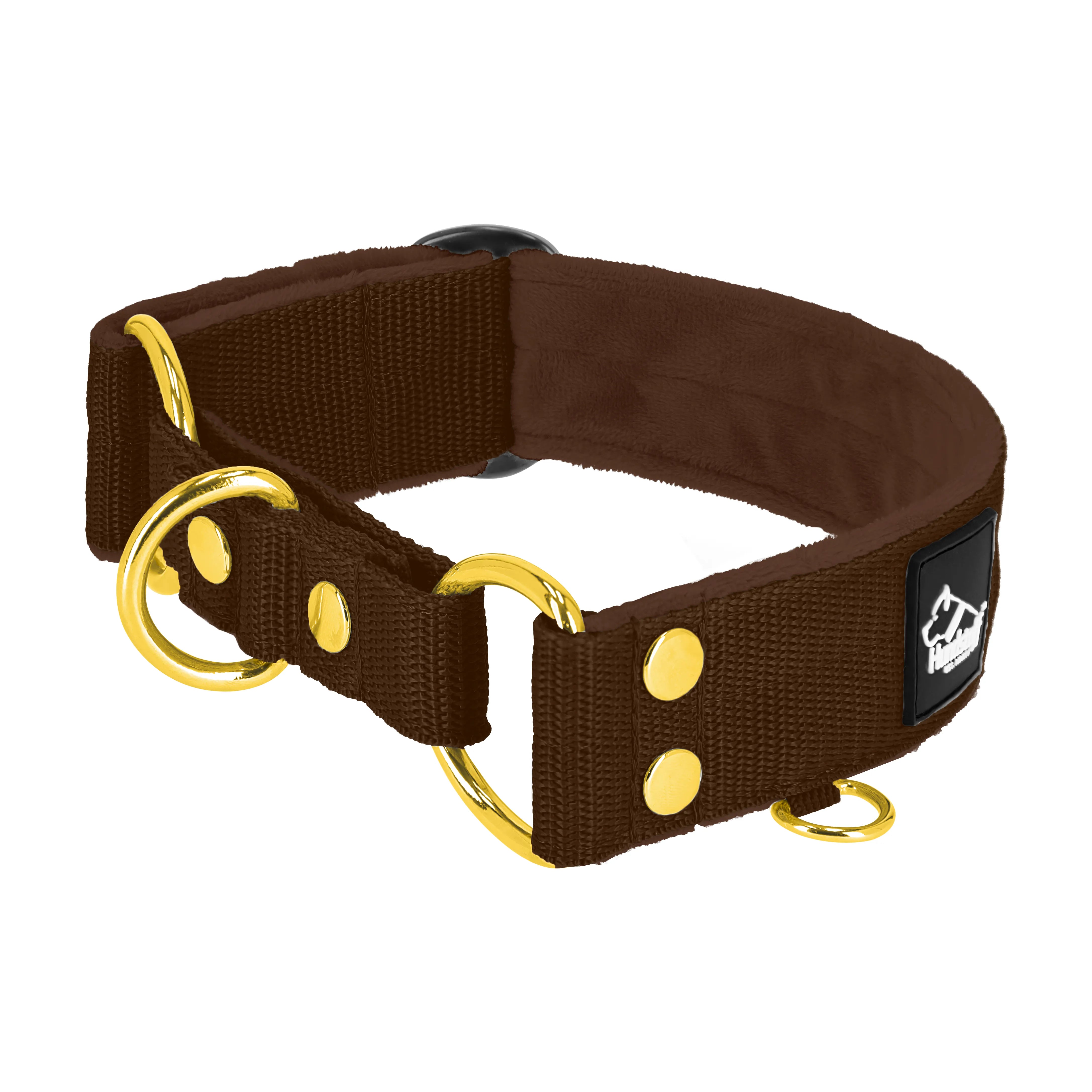 Martingale Golden Dark Brown - Breites, gefüttertes Halsband mit halber Würgefunktion