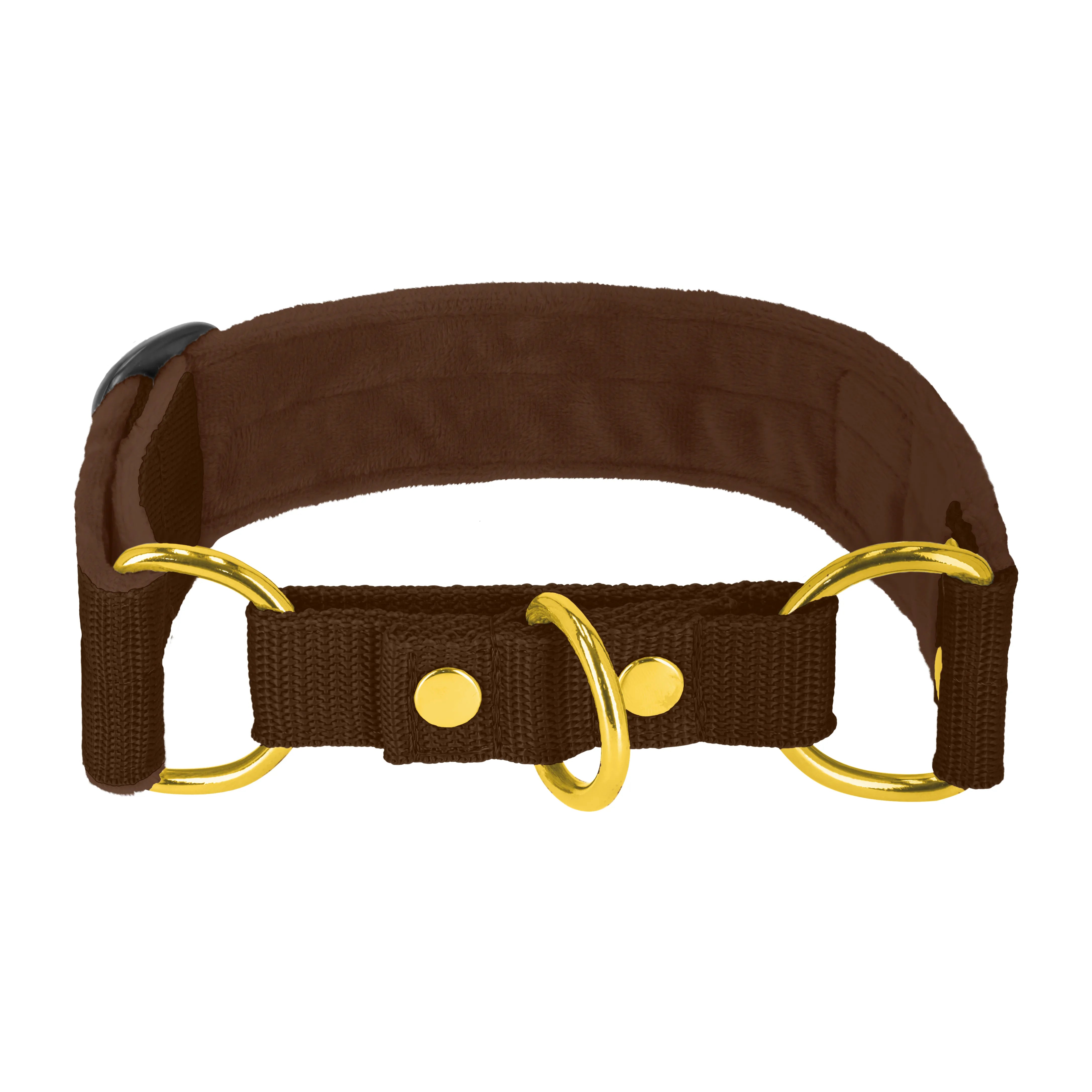Martingale Golden Dark Brown - Breites, gefüttertes Halsband mit halber Würgefunktion