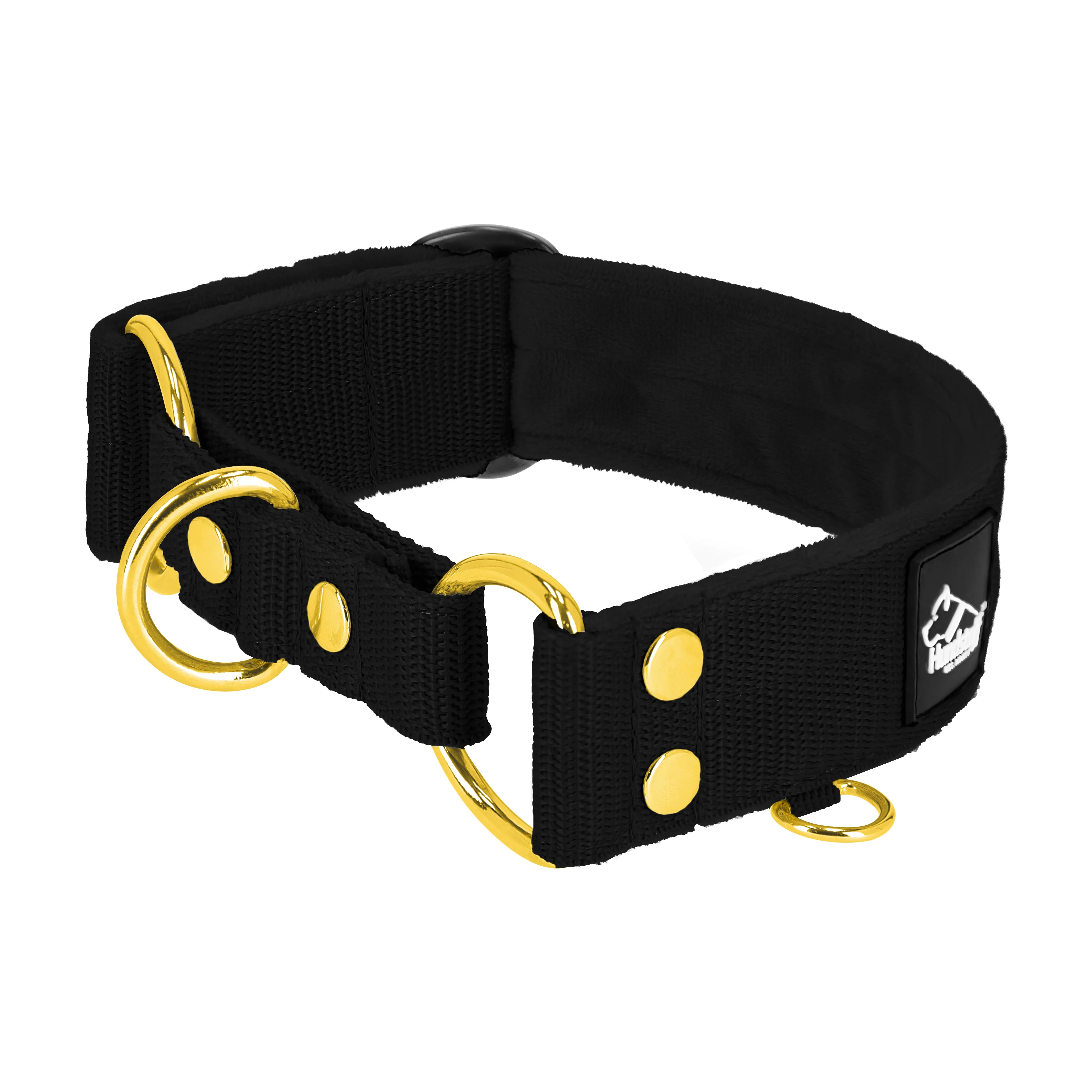 Martingale Golden Black - Breites, gefüttertes Halsband mit halber Würgefunktion