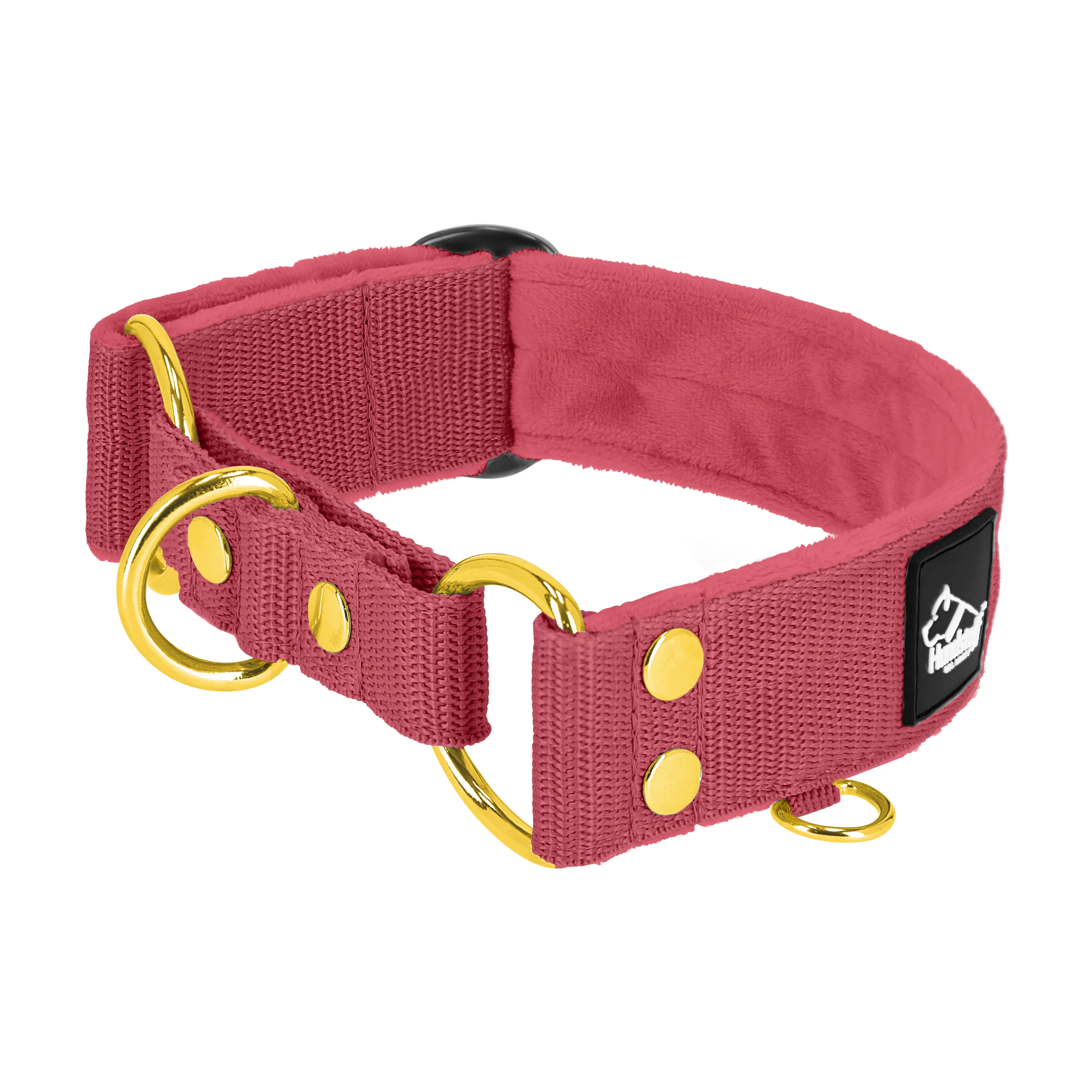 Martingale Golden Raspberry Red - Breites, gefüttertes Halsband mit halber Würgefunktion