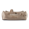 Velvet Beige - Hundebett mit Namen