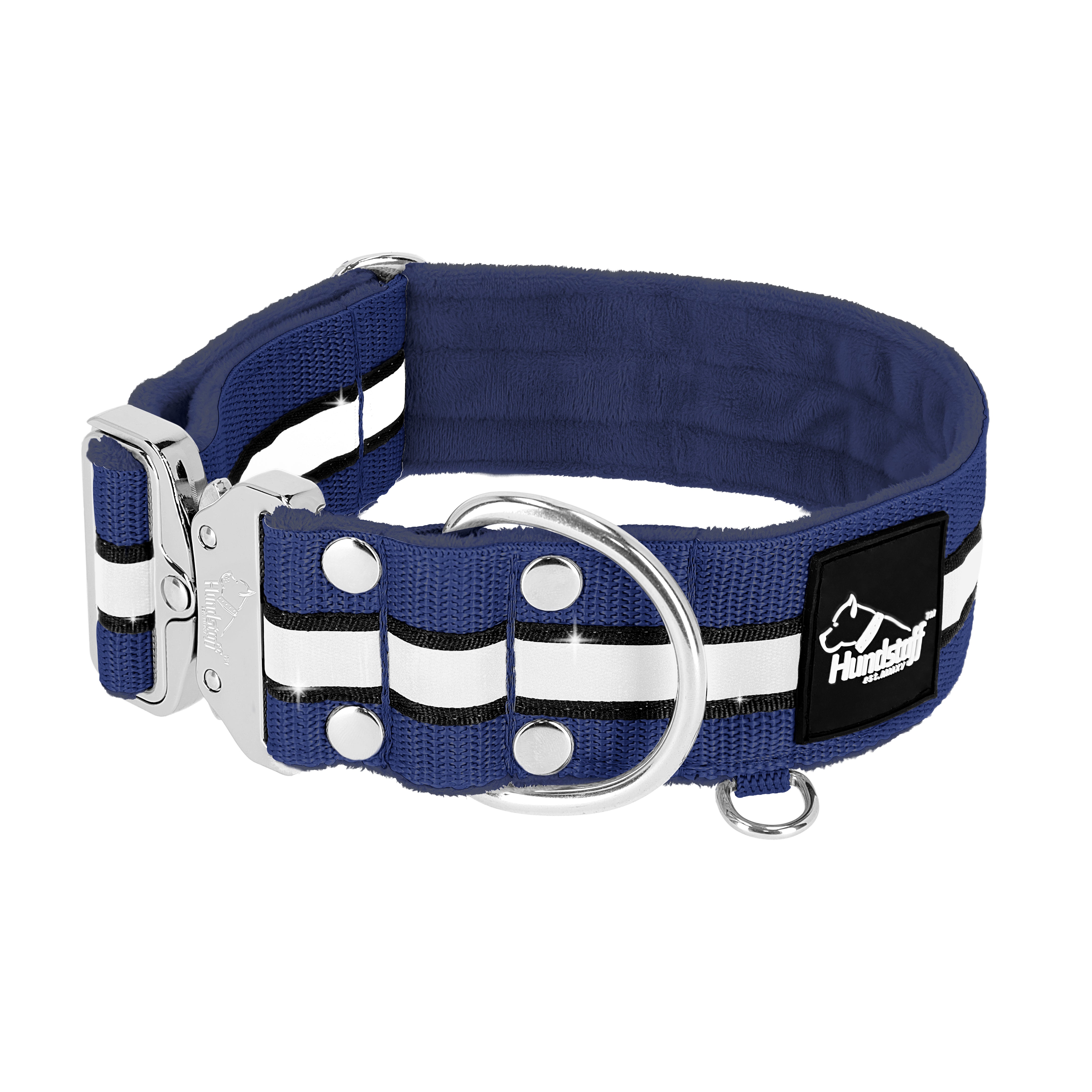 Extreme Silver Buckle Safe Navy Blue - Sicheres reflektierendes Halsband