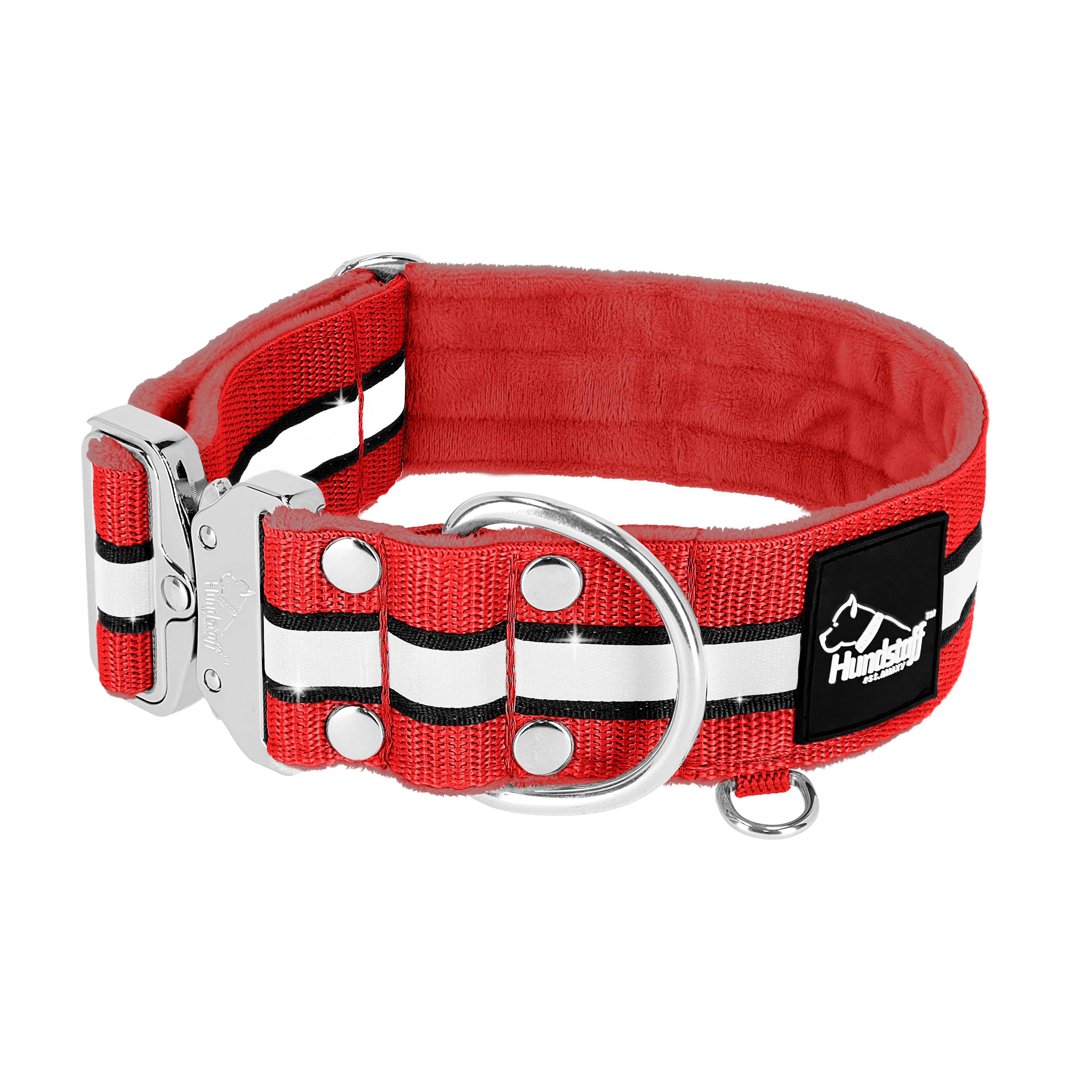 Extreme Silver Buckle Safe Red - Sicheres reflektierendes Halsband