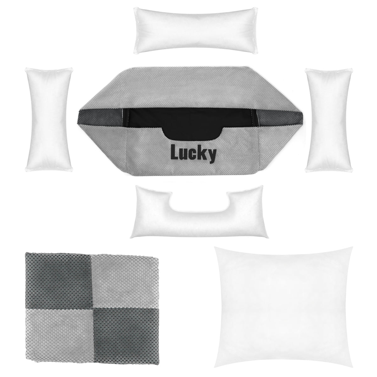 Platinum light grey & grey - Hundebett mit Namen