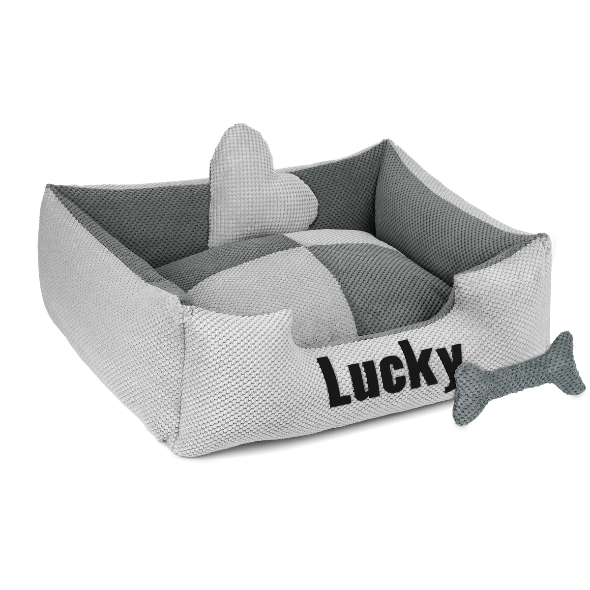Platinum light grey & grey - Hundebett mit Namen