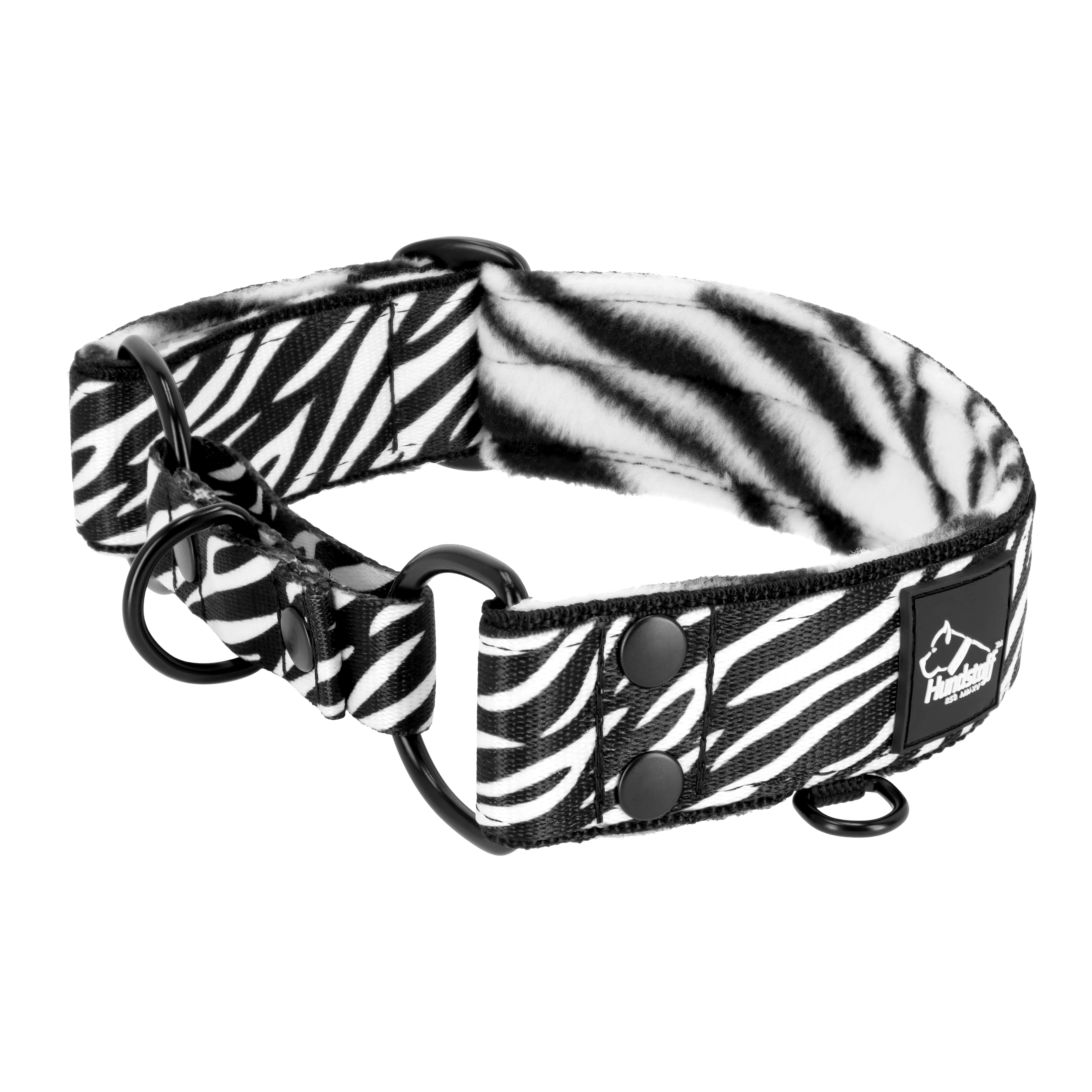 Martingale Zebra - Breites, gefüttertes Hundehalsband mit Halbwürgegriff