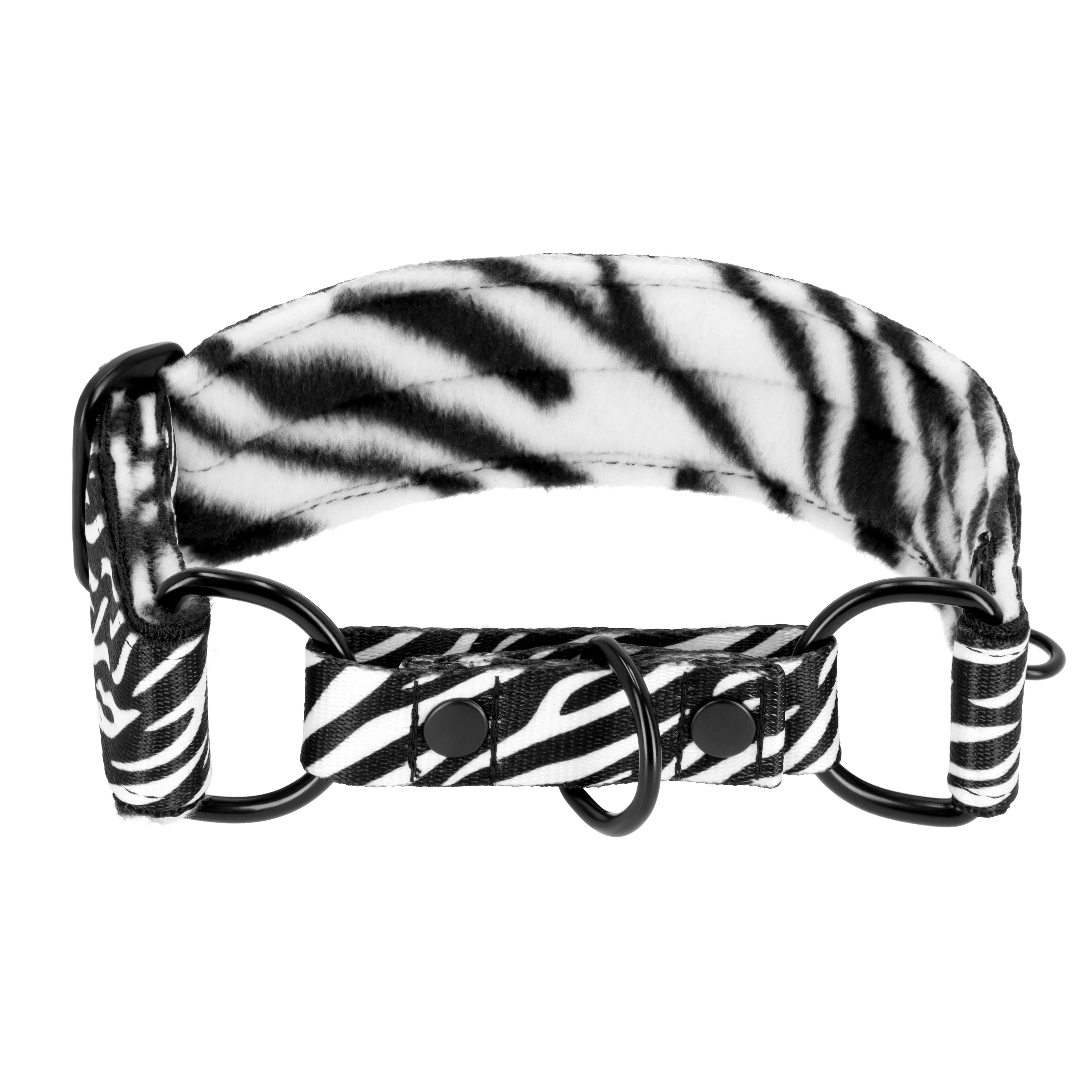 Martingale Zebra - Breites, gefüttertes Hundehalsband mit Halbwürgegriff